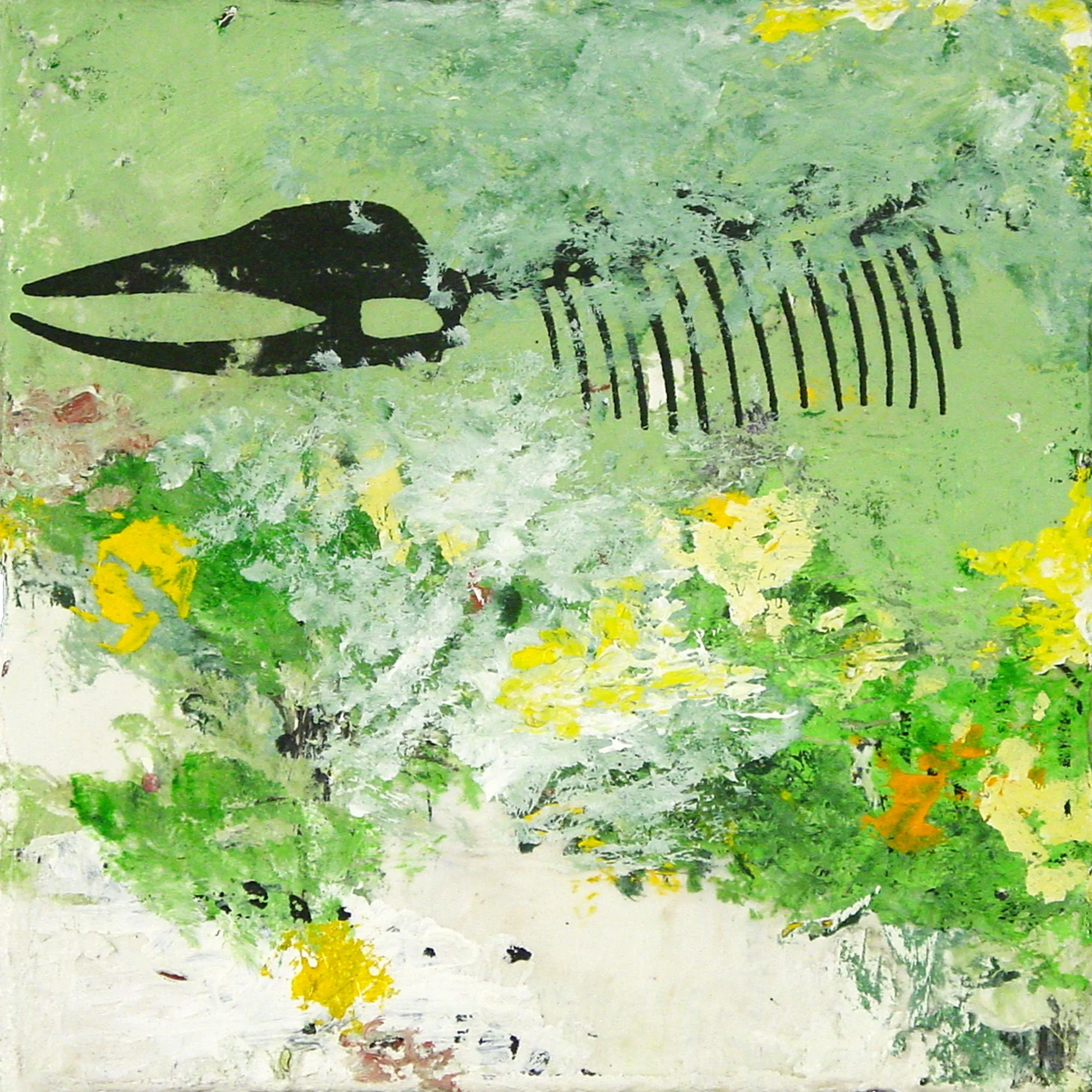  Animals Are the Most Diverse in Form of All the Kingdoms  — acrylic, pigment transfer on canvas, 10 x 10 inches, 2003