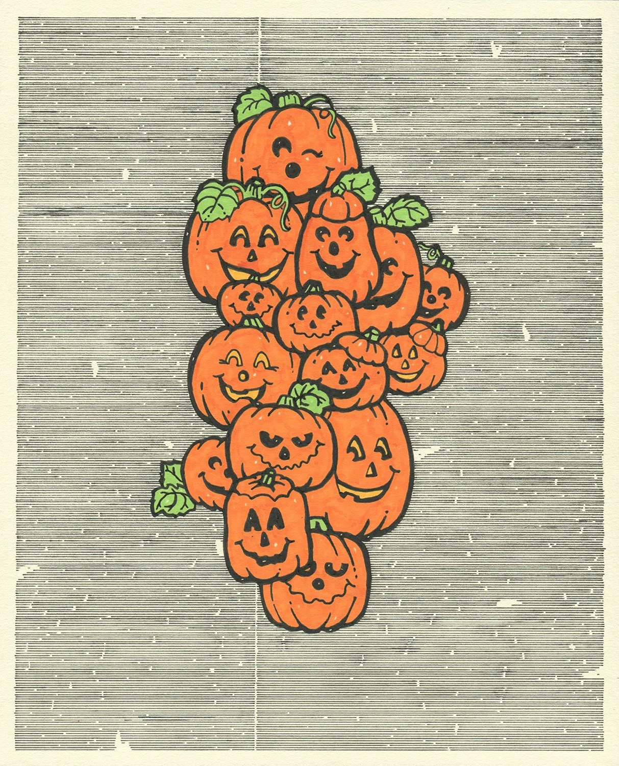  Pumpkins  — permanent marker on paper, 10 x 8 inches, 2021