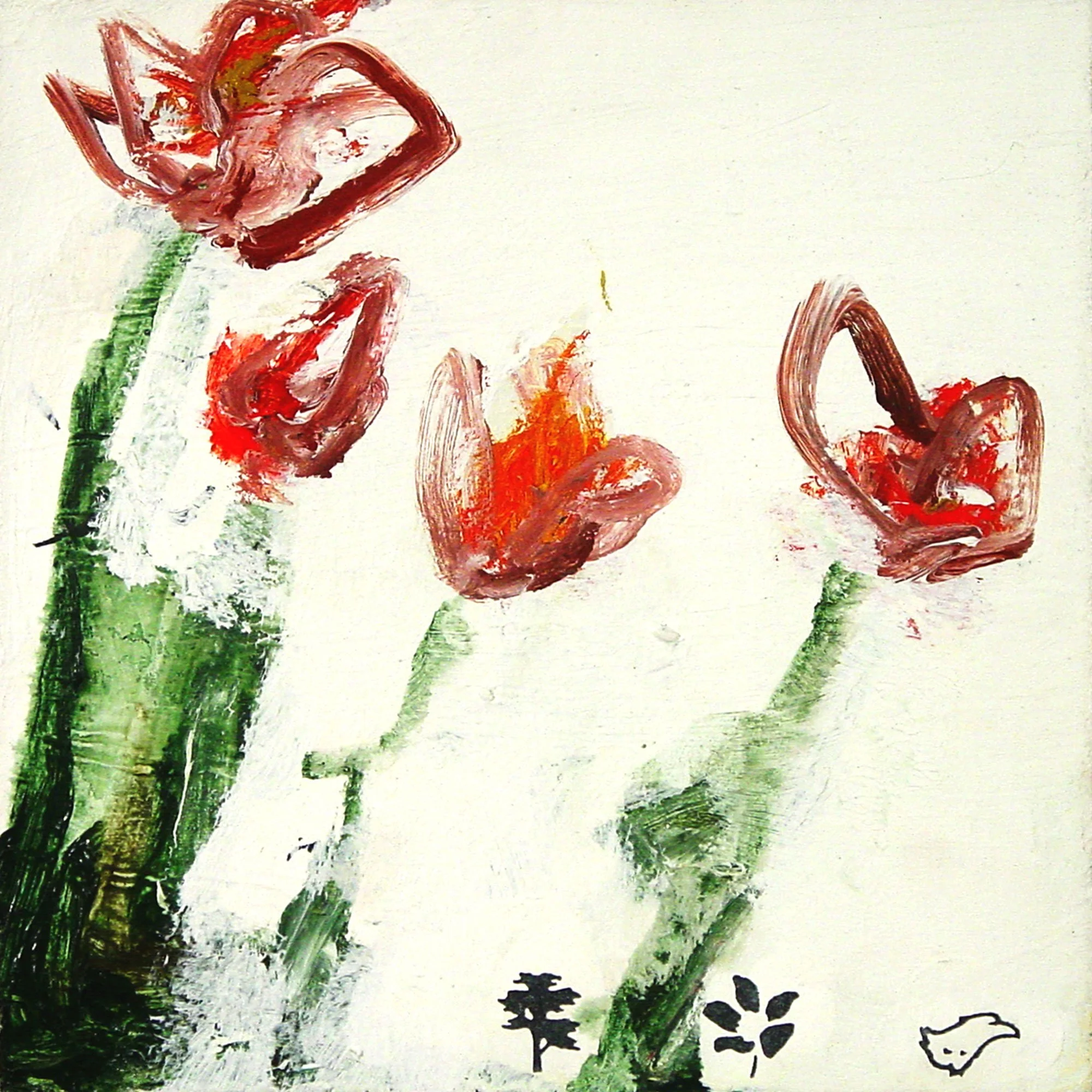  Only the Animals Have Succeeded in Actively Invading the Atmosphere  — acrylic, pigment transfer on canvas, 10 x 10 inches, 2003
