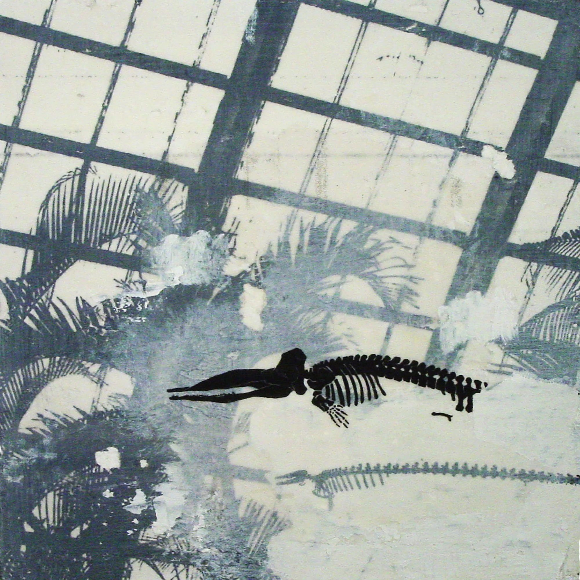  At Sea Level, the Atmosphere Presses the Earth's Surface at 14.7 Pounds Per Square Inch  — acrylic, pigment transfer on canvas, 10 x 10 inches, 2006