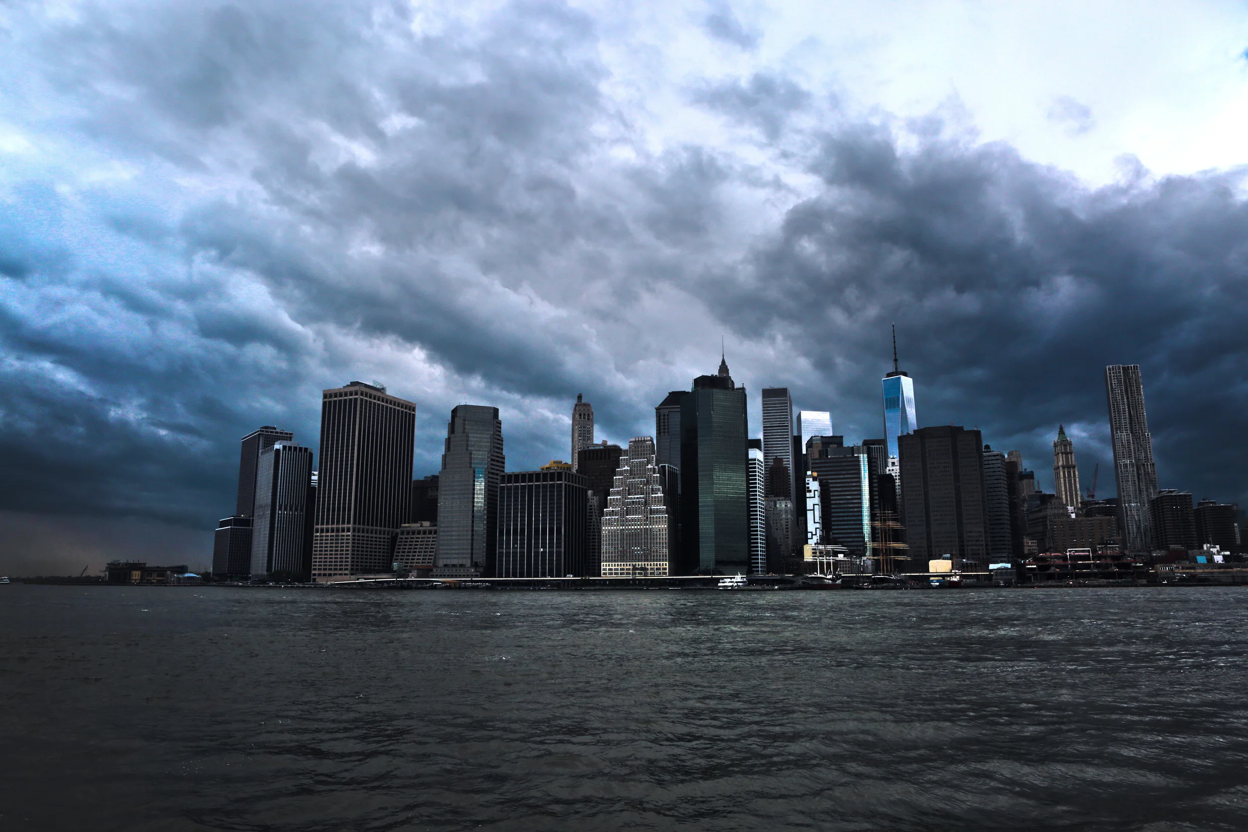 The NYC skyline from Brooklyn Bridge Park.