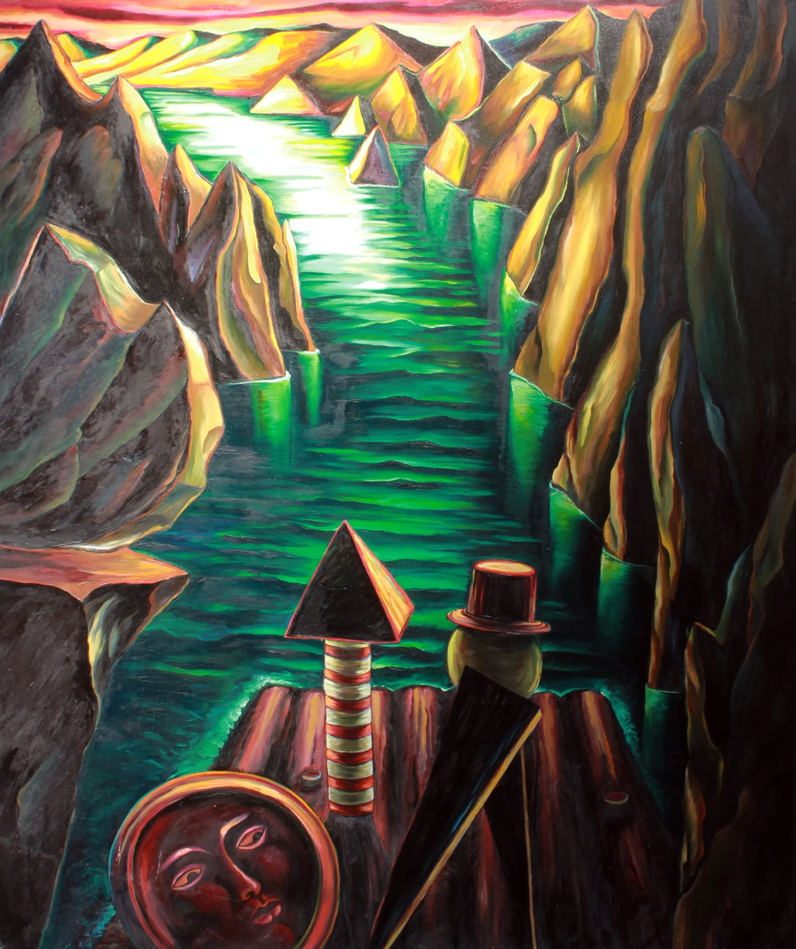 Lot 230 Phoebe Brunner (Born 1951) The New Frontier, 1987 Oil on canvas Signed, titled and dated in ink on verso Image: 72 x 60 inches Provenance: The Mitchell Collection, Santa Barbara, CA