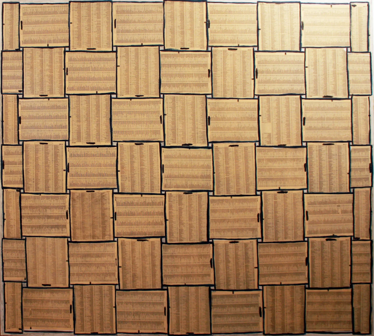 Lot 213 Boris Viskin (Born 1983) Petate Humano II, 1999 Oil, telephone pages on canvas Signed and dated on verso 78.75 x 70.75 inches Provenance: Iturralde Gallery, Los Angeles, CA, tag on verso
