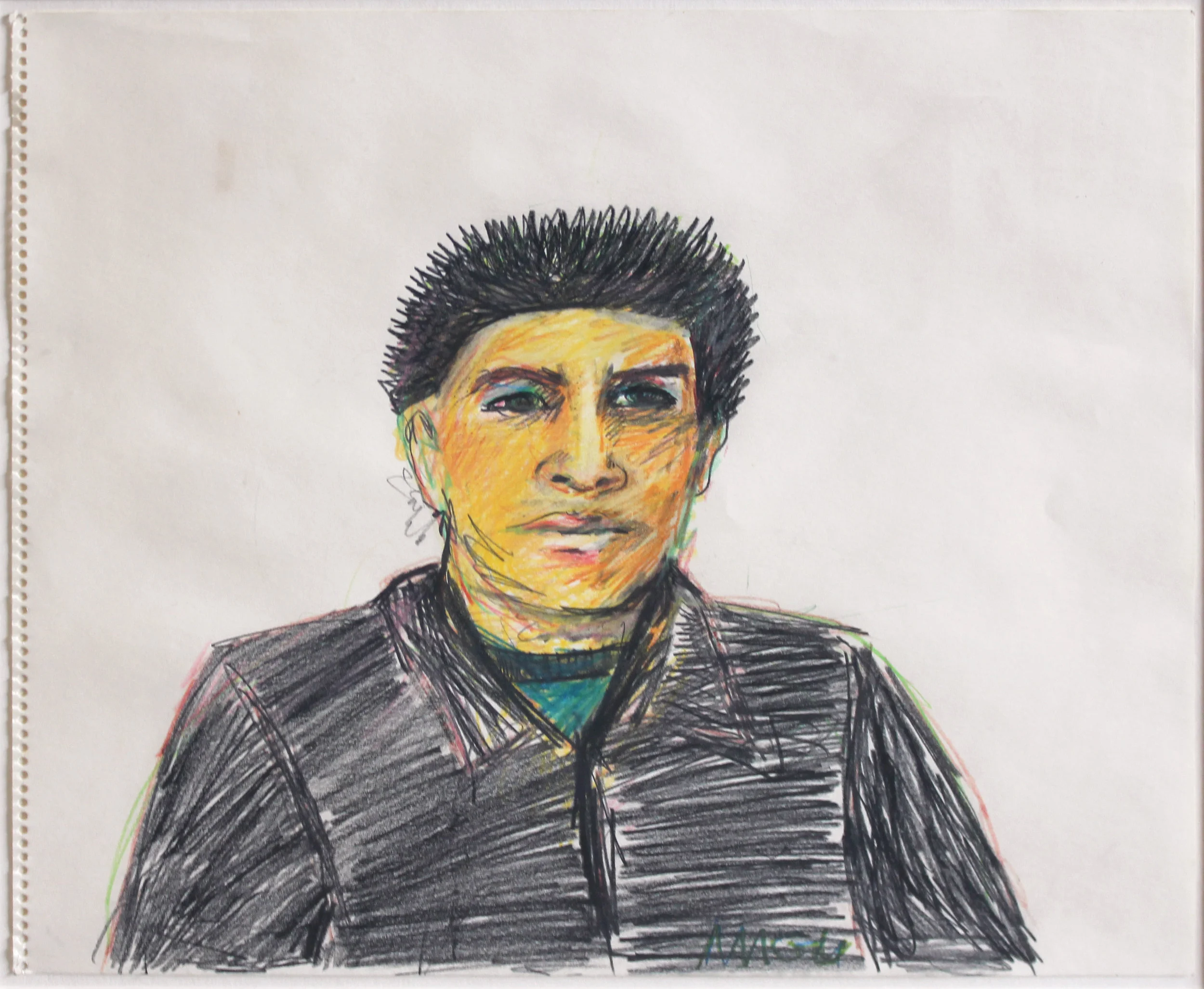 Gilbert Magu Lujan Self Portrait , c. 1975 Prismacolor crayon on paper Signed on recto Sheet: 14 x 17 inches; Framed: 21 x 24 inches Provenance: Acquired by present owner from Carole Hawkes collection, Los Angeles, CA Estimate: $3,000/$4,000