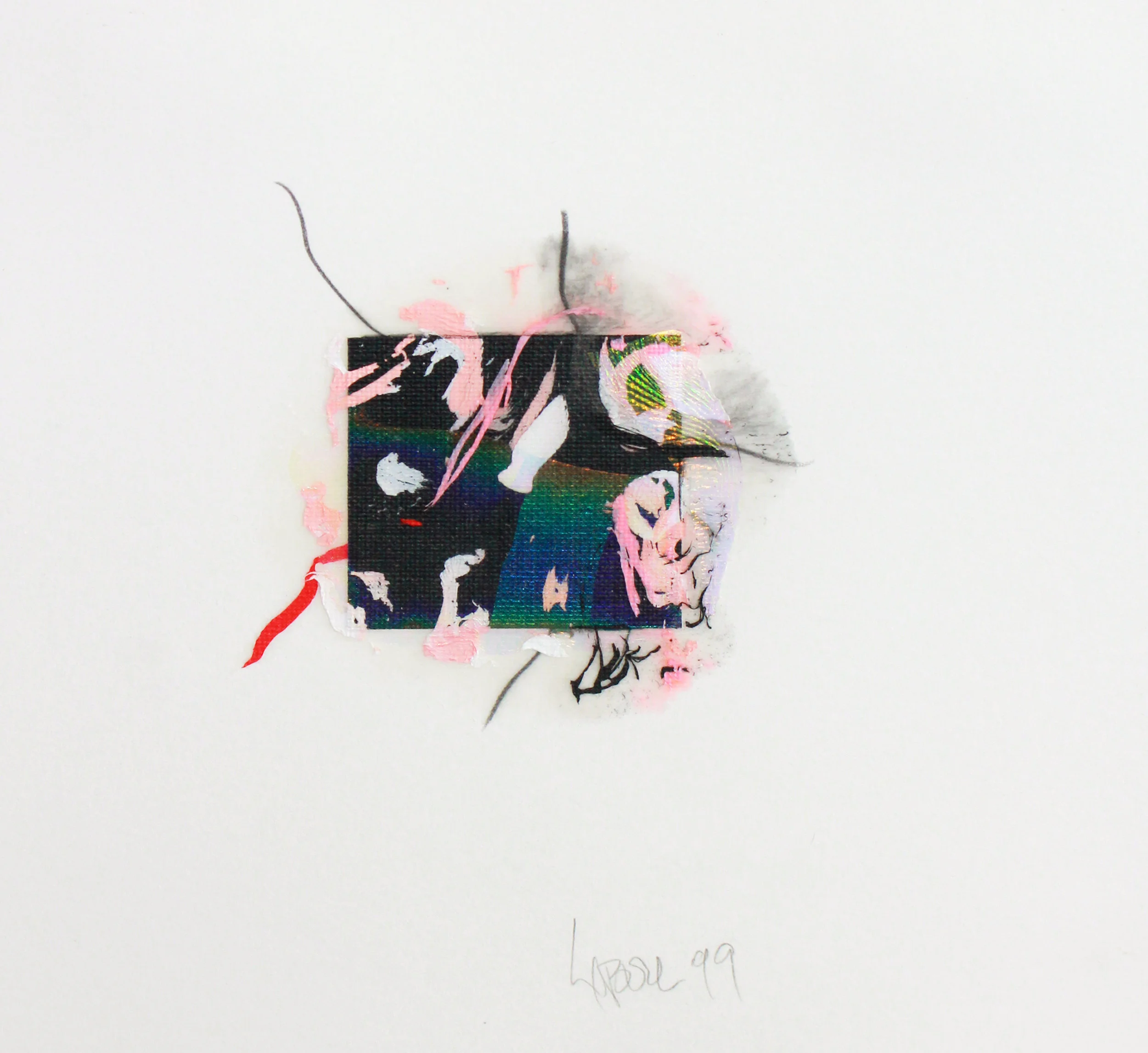 Larry Bell (Born 1939) Fraction #4940 , 1999 Mixed media with collage on watercolor paper Signed and dated in pencil on recto Image: 5.5 x 5 inches; Sheet: 10 x 10 inches; Framed: 13.25 x 13.25 inches Provenance: Kiyo Higashi Gallery, Los Angeles, CA, copy of receipt included; The Estate of Ms. Gaby Stuart/Primus-Stewart Gallery, Los Angeles, CA Estimate: $1,500/$2,000
