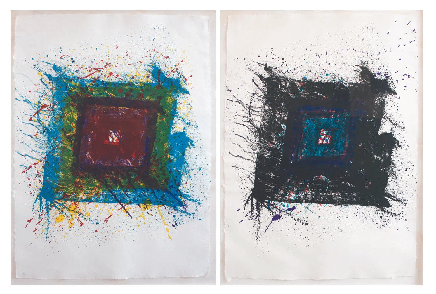 Sam Francis (1923-1944) Paradise of Ash , 1981 Lithograph on John Koller paper in two panels From the numbered edition of 43 Signed and numbered in pencil on recto Sheet: 46 x 32 inches, each; Framed: 51 x 71.5 inches Estimate: $4,000/$6,000