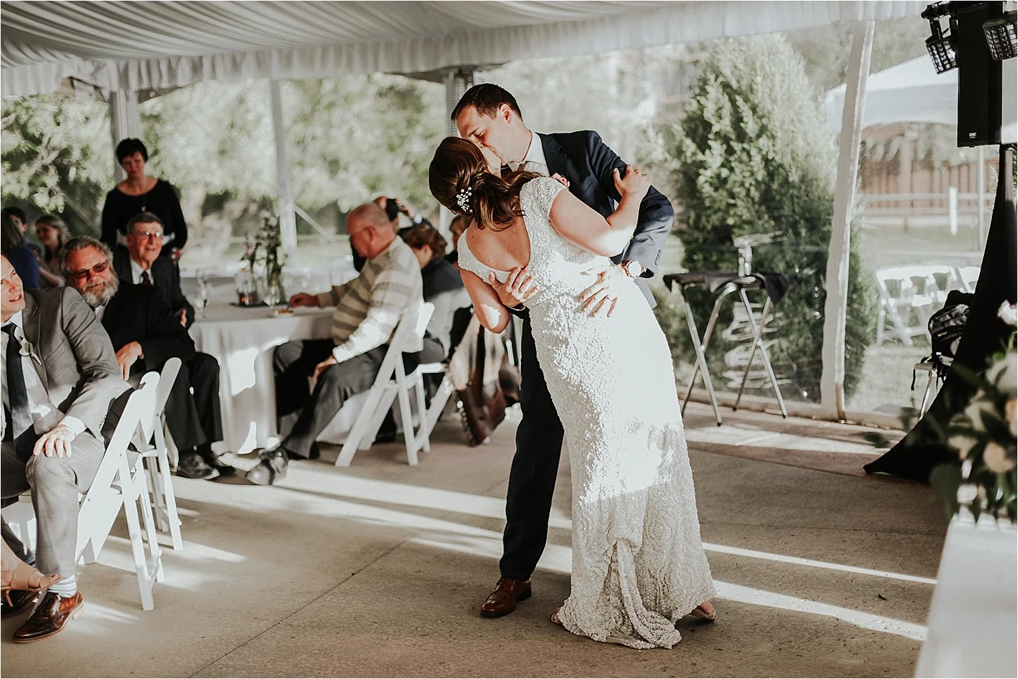 whitefish montana wedding reception first dance dip.jpg