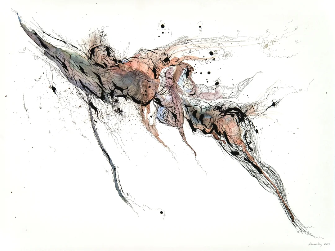 Portrait of an Artist No. 7, Icarus Series 2015. Gouache and ink on paper, 18"x24".