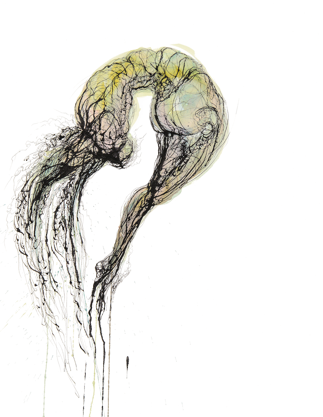Portrait of an Artist No. 10, Icarus series, 2016. Gouache and ink on paper, 30"x24". 