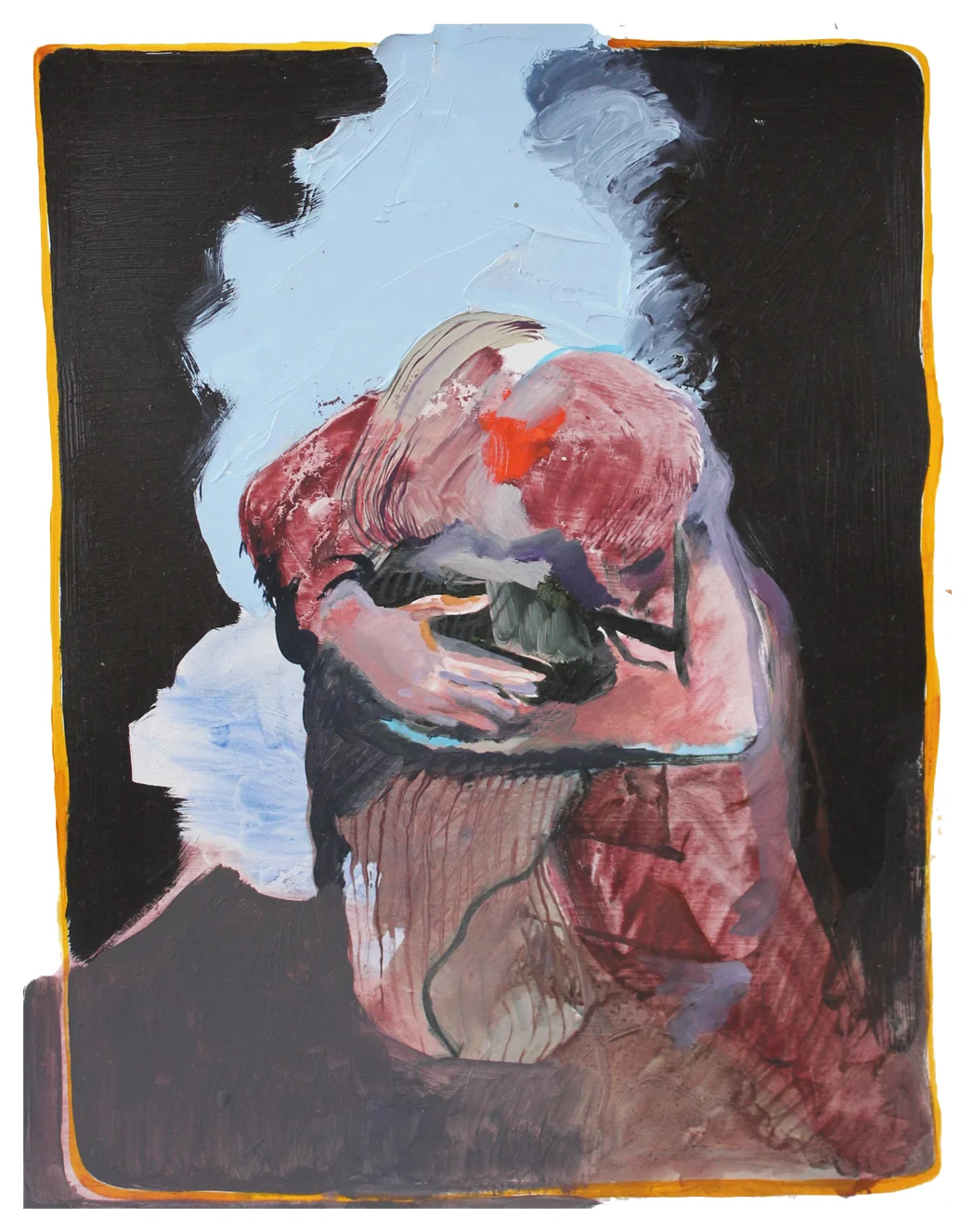 Chantal Wnuk, Another Painting About Touching, 2015. Oil on paper mounted on wood panel, 14" x 11"