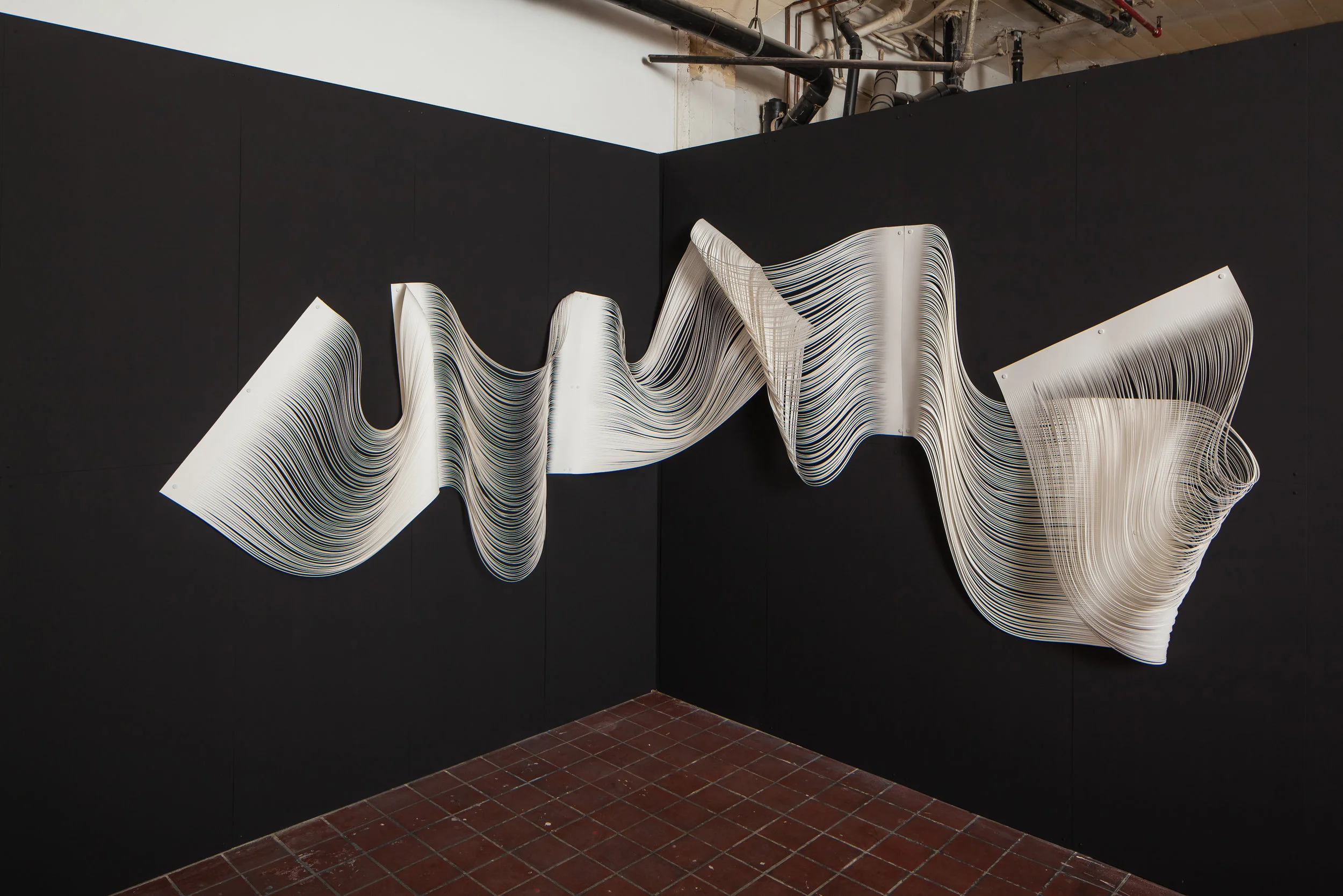 Installation view of Melissa Walter’s “Gravitational Lensing”(2017), 8’x16’. Photo courtesy of artist and Michael Andrew Photography.