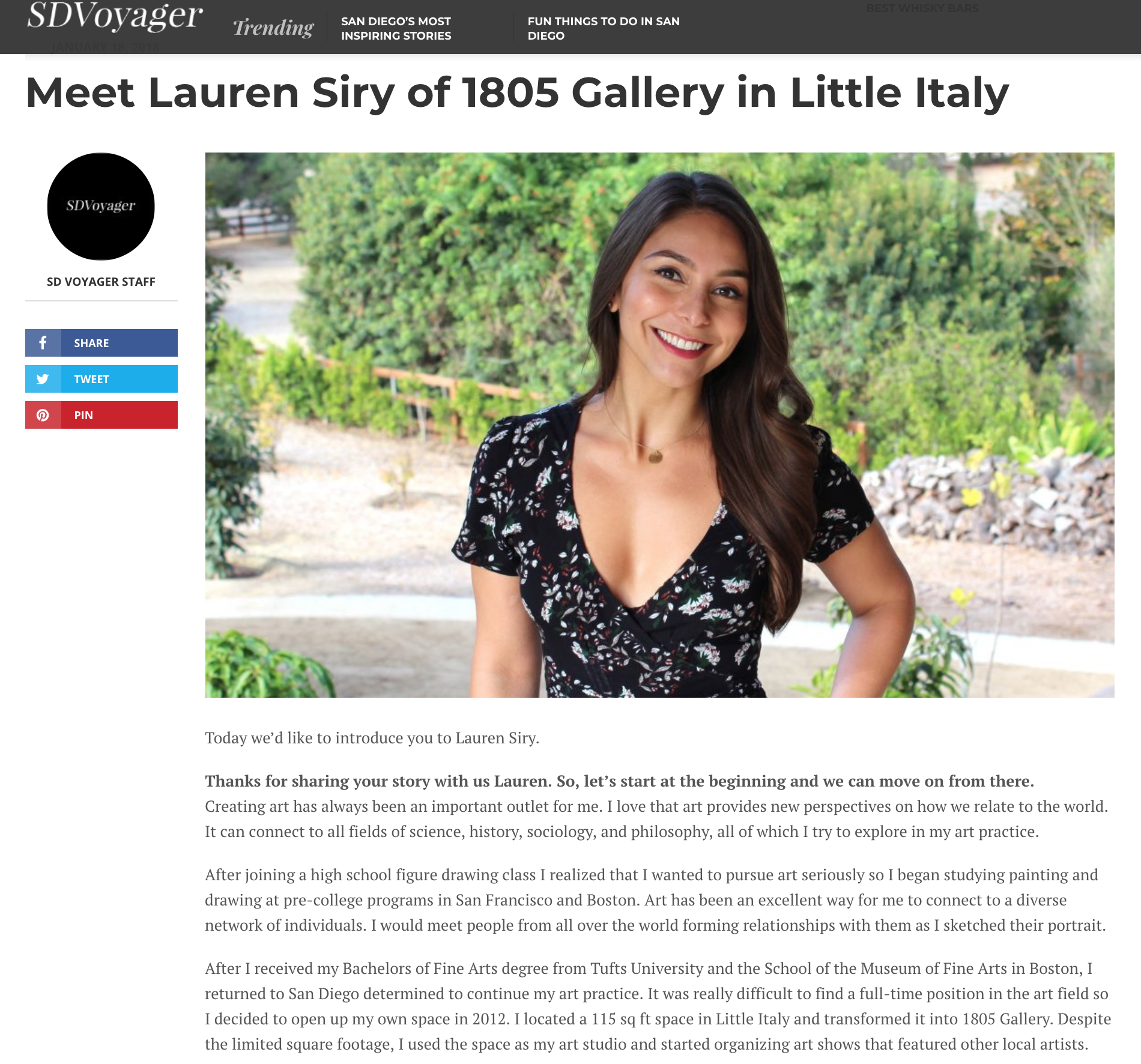 Lauren Siry Featured in San Diego Voyager