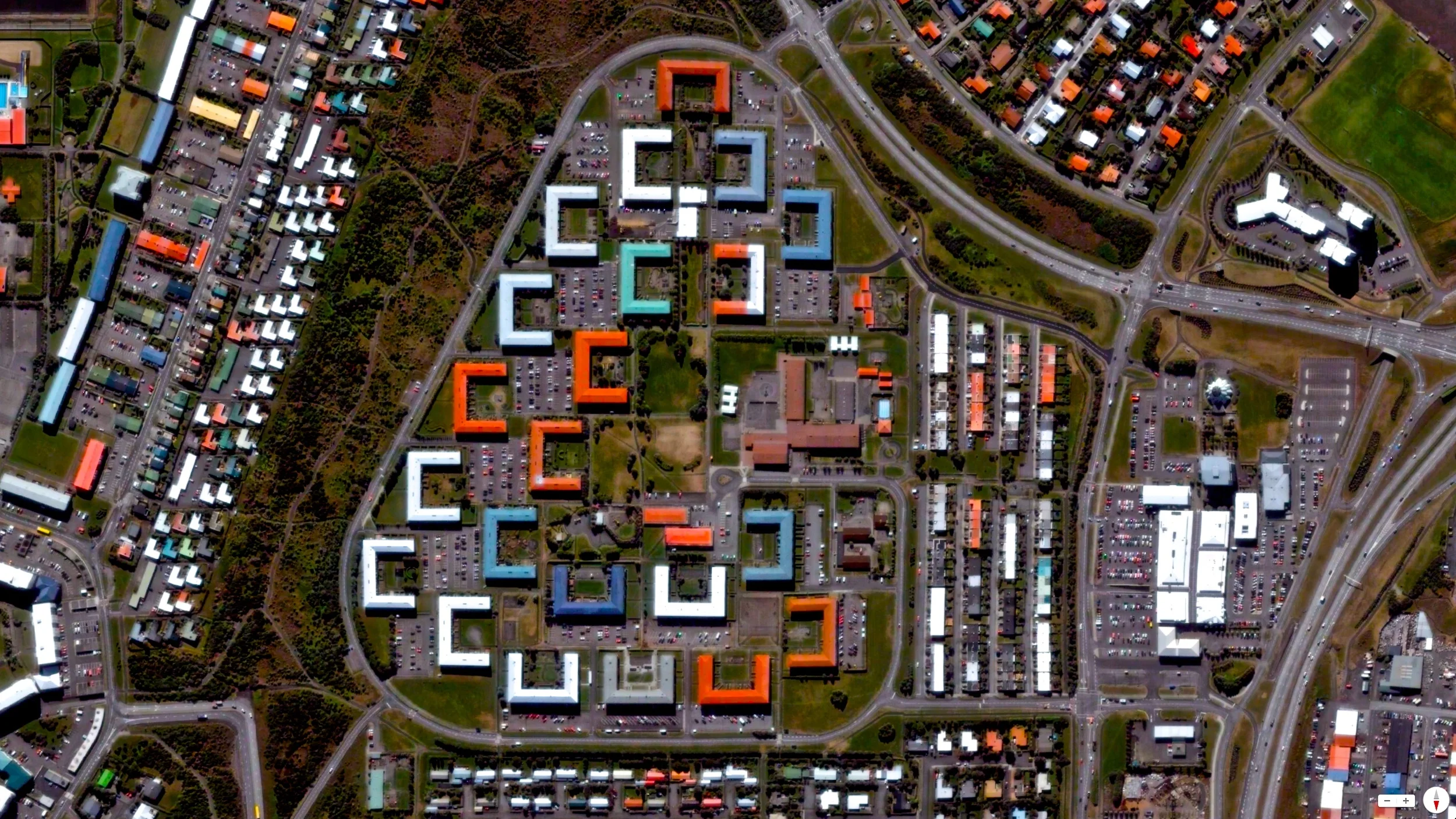 2/2/2014 Colorful roofs in Breiðholt Reykjavík, Iceland 64°08′00″N 21°56′00″W