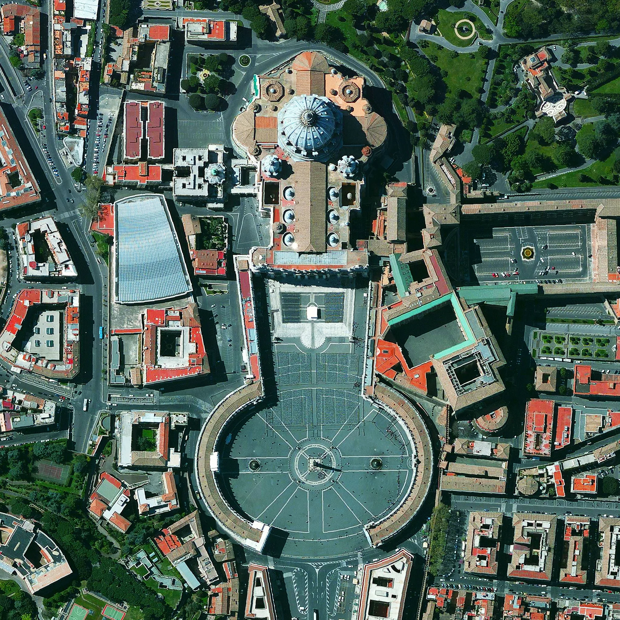 12/25/2015 St. Peter's Basilicia Vatican City 41°54′08″N 12°27′12″E Merry Christmas from Daily Overview! St. Peter’s Basilica, located within Vatican City, is regarded as one of the holiest Catholic sites and one of the greatest churches in all of Christendom.