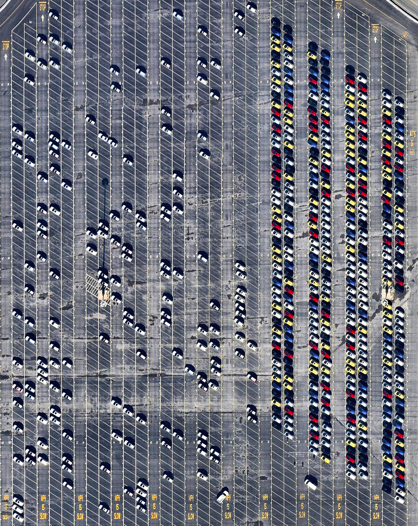 10/6/2016 Car terminal Richmond, California, USA 37.9137118, -122.368161 Cars are unloaded and parked at an automobile terminal in Richmond, California, USA. In 2015, 17.5 million cars and light trucks were sold in the United States, raising the total number of registered vehicles in the country to roughly 253 million. Source imagery: Nearmap