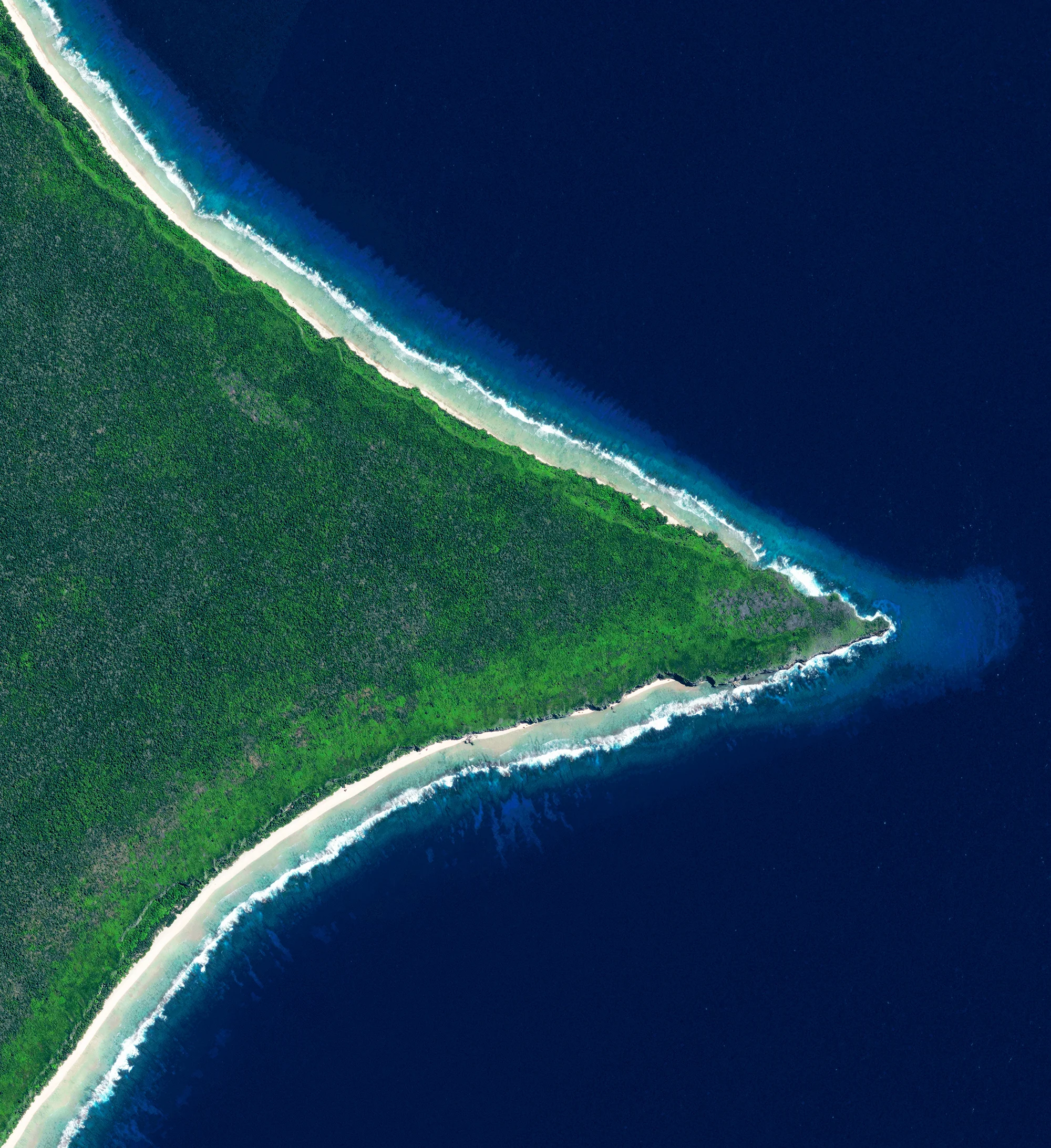 Henderson Island Pitcairn Islands -24.335178, -128.310435 Henderson Island is a 14.4 square mile uninhabited landmass in the South Pacific Ocean. Recent studies have revealed that this area has the highest density of plastic that has washed up onshore of any area on the globe. It is estimated that the island’s shores now contain 37.7 million items of debris that weigh a total of 17.6 tonnes. Source imagery: Digitalglobe