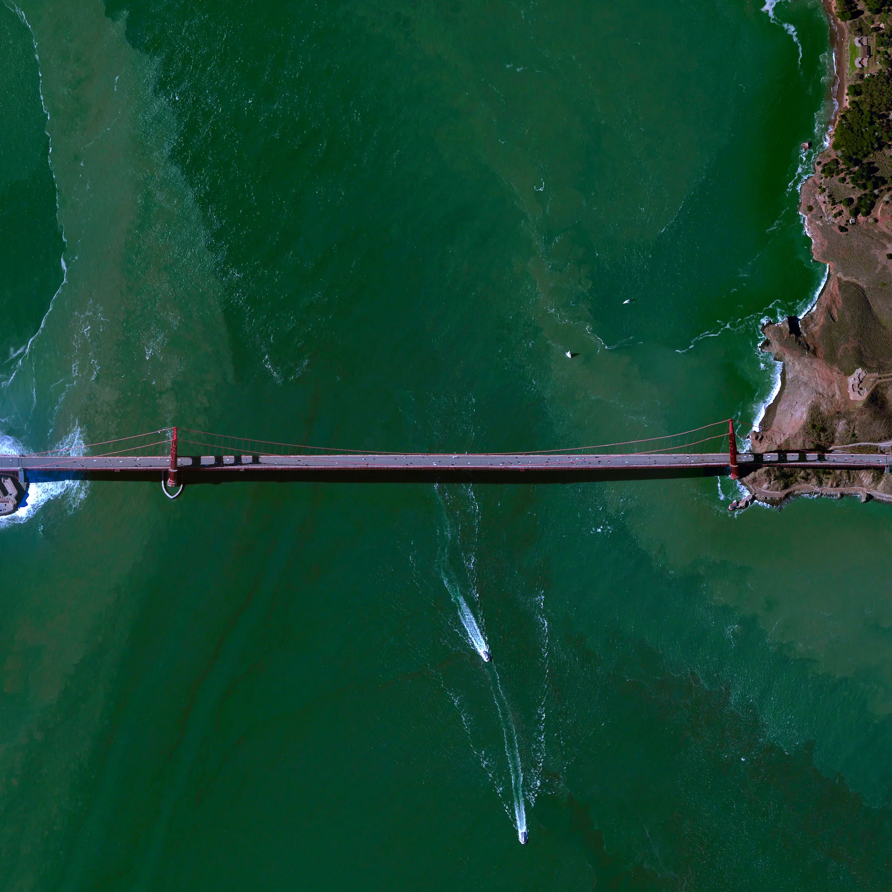 As of today, San Francisco is the new home of Daily Overview! The city’s picturesque Golden Gate Bridge - spanning 1.7 miles across the channel between San Francisco Bay and the Pacific Ocean - is seen here. If you’re based in SF and have ideas for how we could collaborate or work together, feel free to reach out to us directly with an email to info@dailyoverview.com
