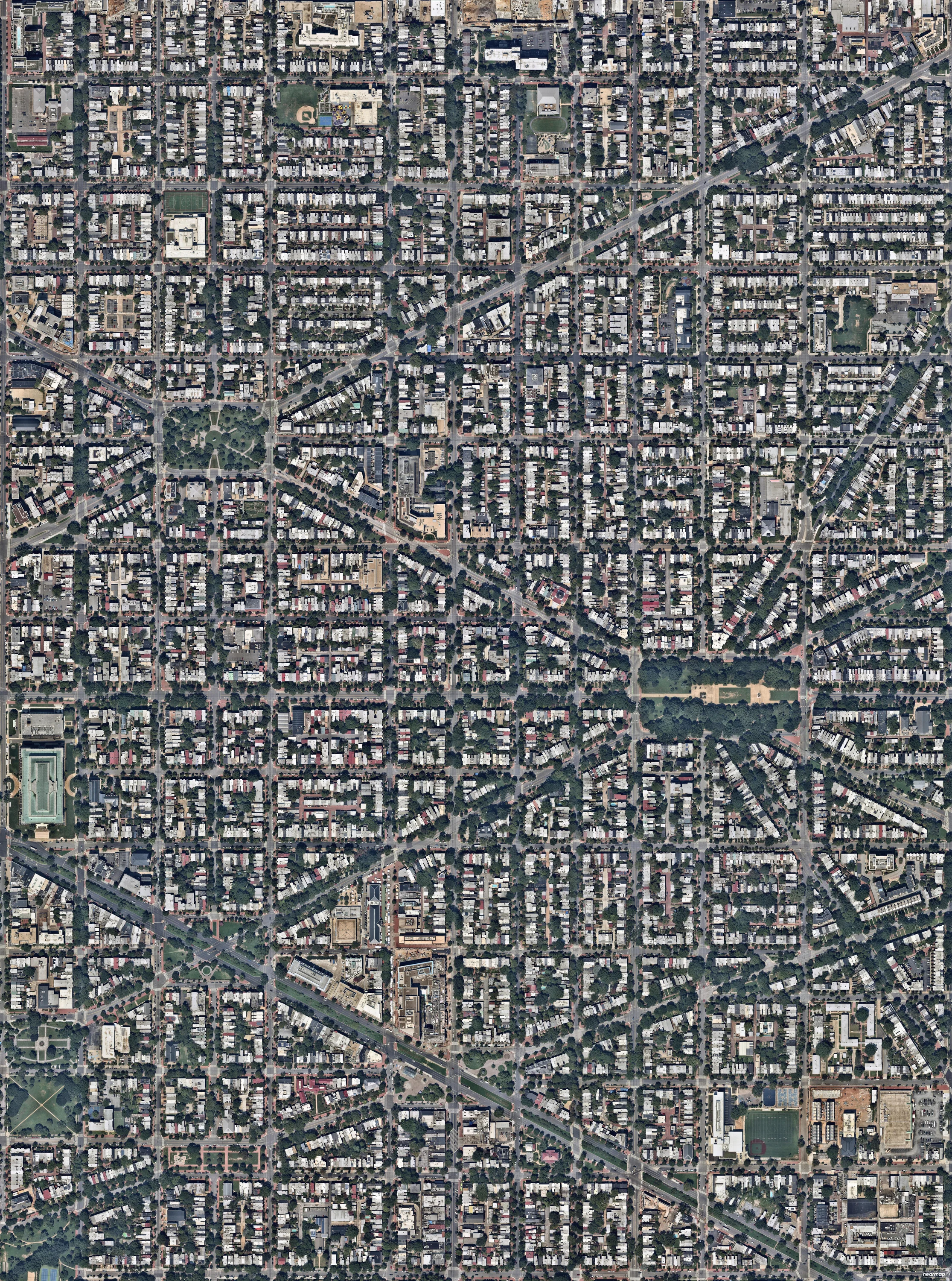 Capitol Hill is the largest and one of the oldest residential neighborhoods in Washington, D.C. With roughly 35,000 people in just under 2 square miles (5 sq. km), it is also one of the most densely populated communities in the District. Many of Capitol Hill’s residents live in rowhouses of different architectural variety, including 19th century manor houses, Federal townhouses, ornate Italianate bracketed houses, and others. 38°53'41.4"N 76°59'40.2"W Source imagery: Nearmap
