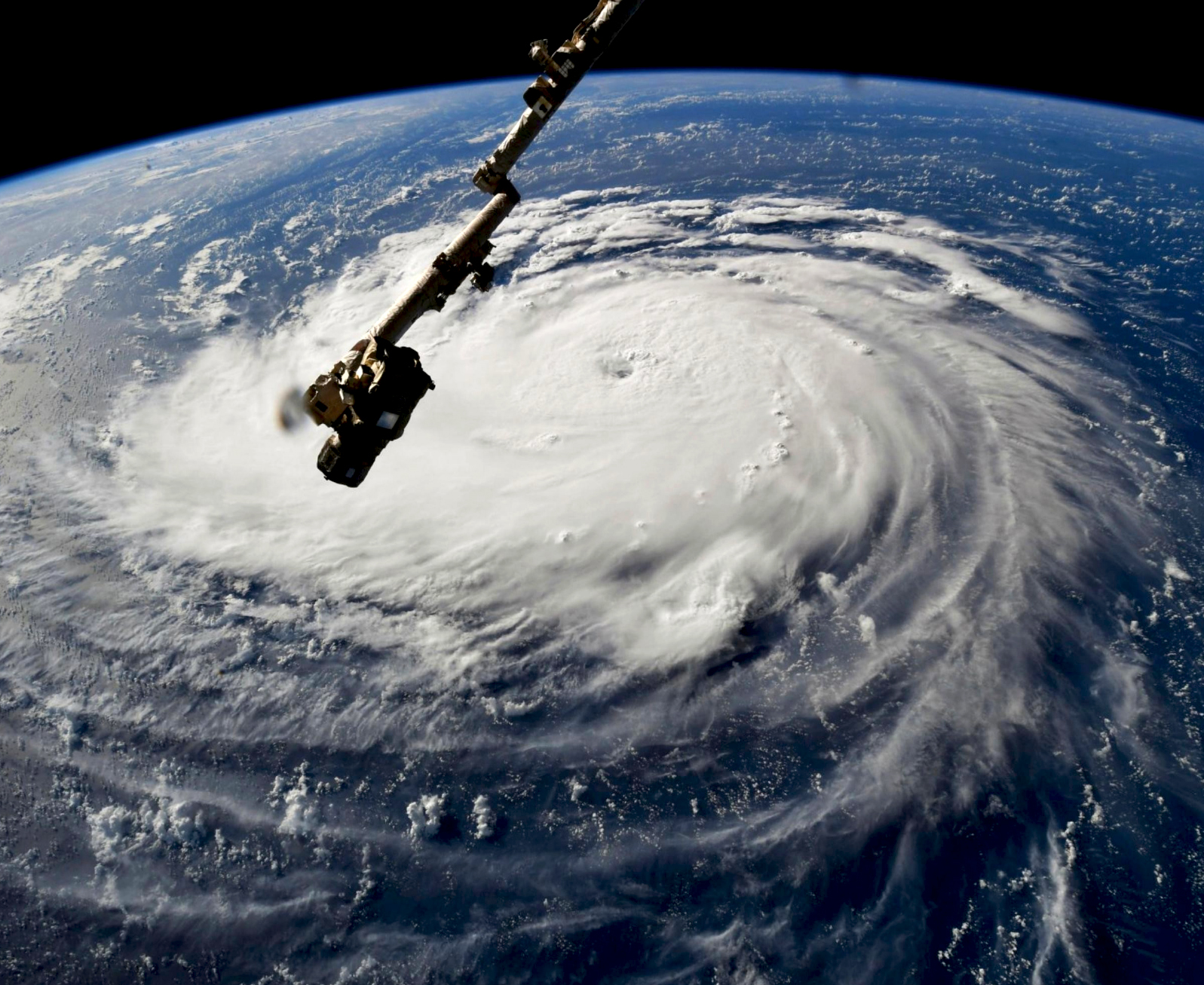 Check out this incredible Overview of Hurricane Florence, taken yesterday by NASA Astronaut Ricky Arnold aboard the International Space Station. The Category 4 storm is producing 140-mile-an-hour winds and is expected to gain strength today as it nears a Category 5 classification. Florence is currently moving north through the Atlantic Ocean, on path to make landfall in North and South Carolina by Thursday morning. Source imagery: NASA - National Aeronautics and Space Administration