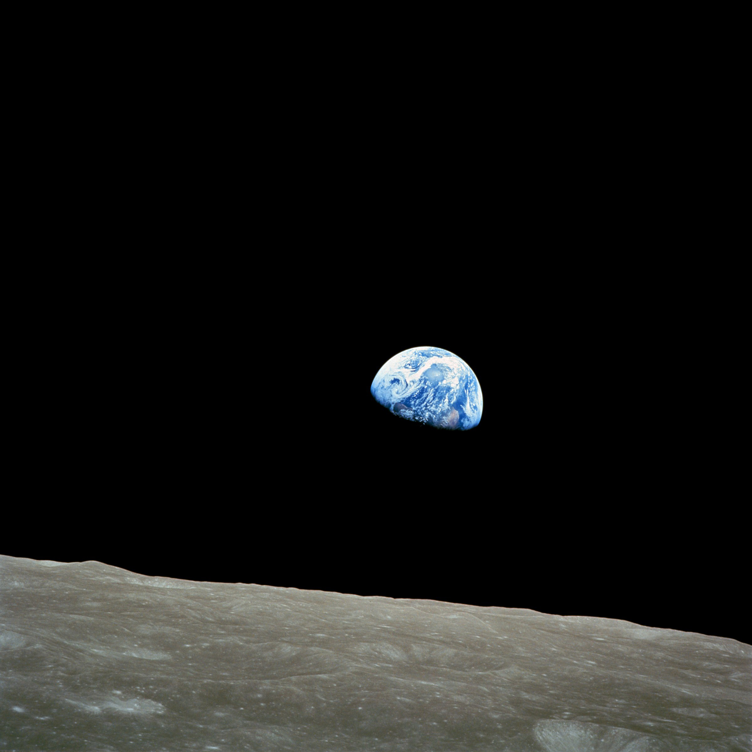 Exactly 50 years ago today — on December 21, 1968 — NASA launched the Apollo 8 spacecraft, which sent the first humans out of low Earth orbit and around the moon. The three-astronaut crew took 68 hours (nearly three days) to reach the Moon, and on Christmas Eve, Astronaut Bill Anders pointed his customized Hasselbad 500 EL camera out the window and captured this amazing photograph, called "Earthrise". This photograph speaks to our mission here at Daily Overview; to give everyone a chance to appreciate our home in its entirety and reflect on its beauty and fragility all at once. Thank you for joining us on this journey! Source imagery: NASA - National Aeronautics and Space Administration