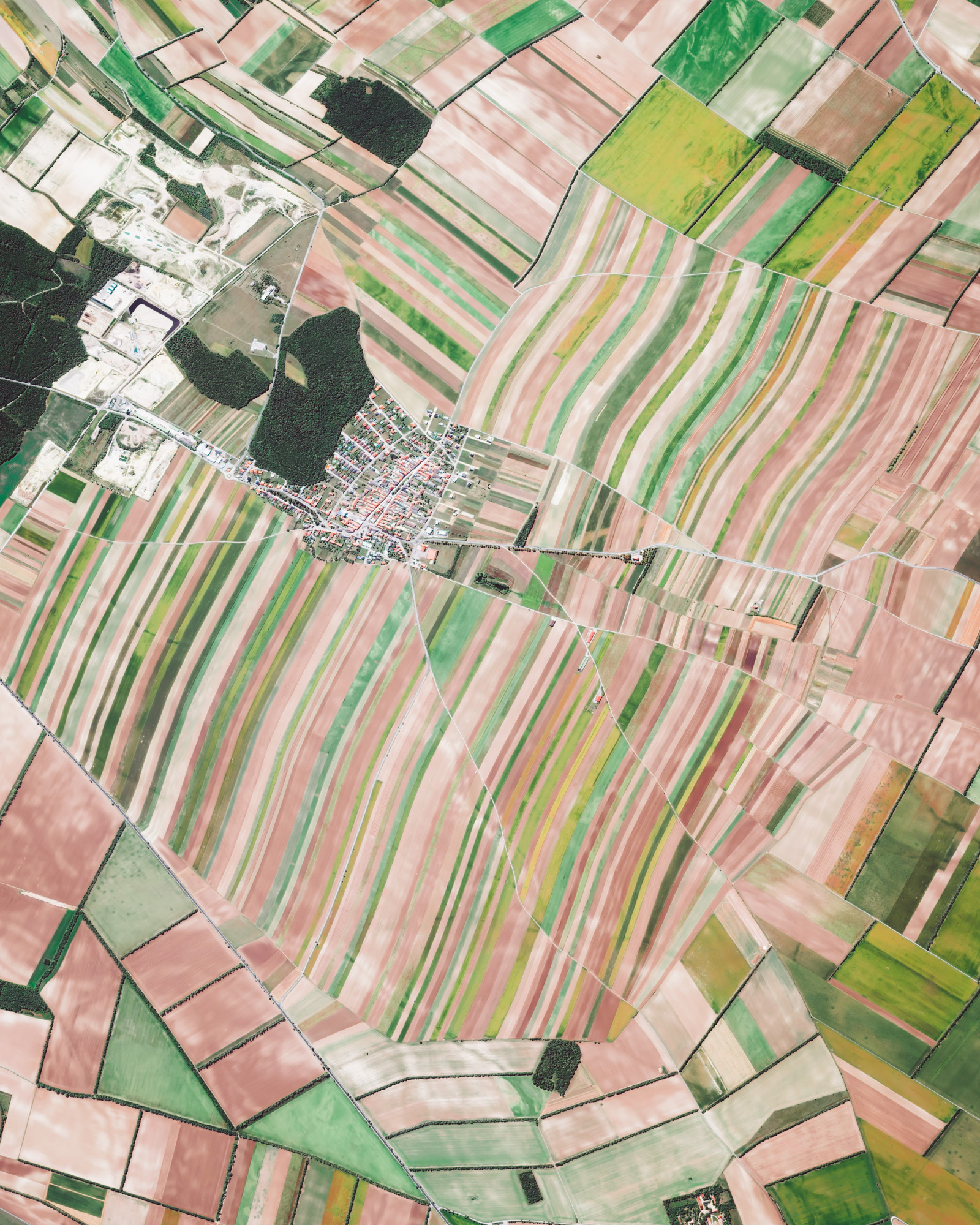 Colorful fields surround Rauchenwarth, a small municipality in eastern Austria. Located roughly 10.5 miles (17 km) outside of Vienna, Rauchenwarth has a population of about 700 people. Cold, wet winters and hot, dry summers make this region ideal for growing corn, wheat, barley, rye, sugar beets, sunflowers, and soybeans. 48°04'54.7"N, 16°31'44.4"E Source imagery: DigitalGlobe