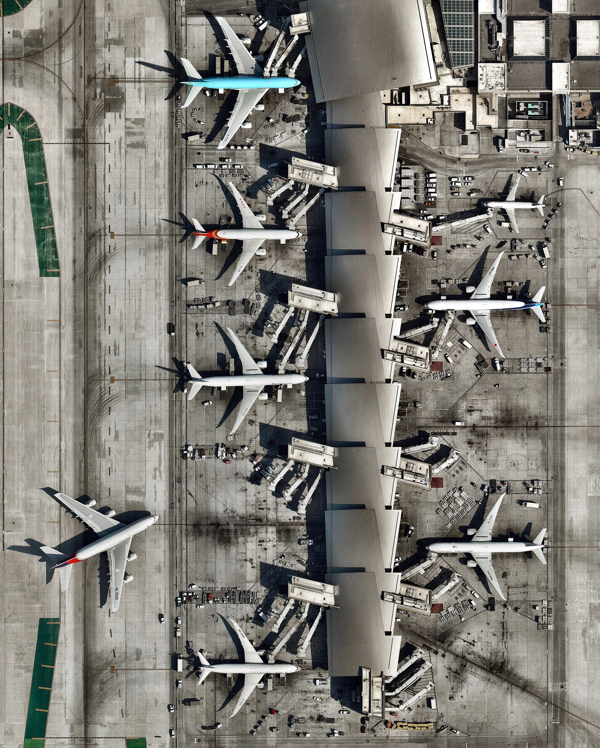 The Tom Bradley International Terminal, sometimes called "Terminal B," is one of nine passenger terminals at the Los Angeles International Airport (LAX) in Los Angeles, California. This terminal handles nearly all of LAX's international flights and can accommodate the Airbus A380 — the world's largest passenger airliner. In fact, LAX has more A380 services than any other North American city, with as many as 13 daily flights. 33°56'28.3"N, 118°24'36.6"W Source imagery: Nearmap