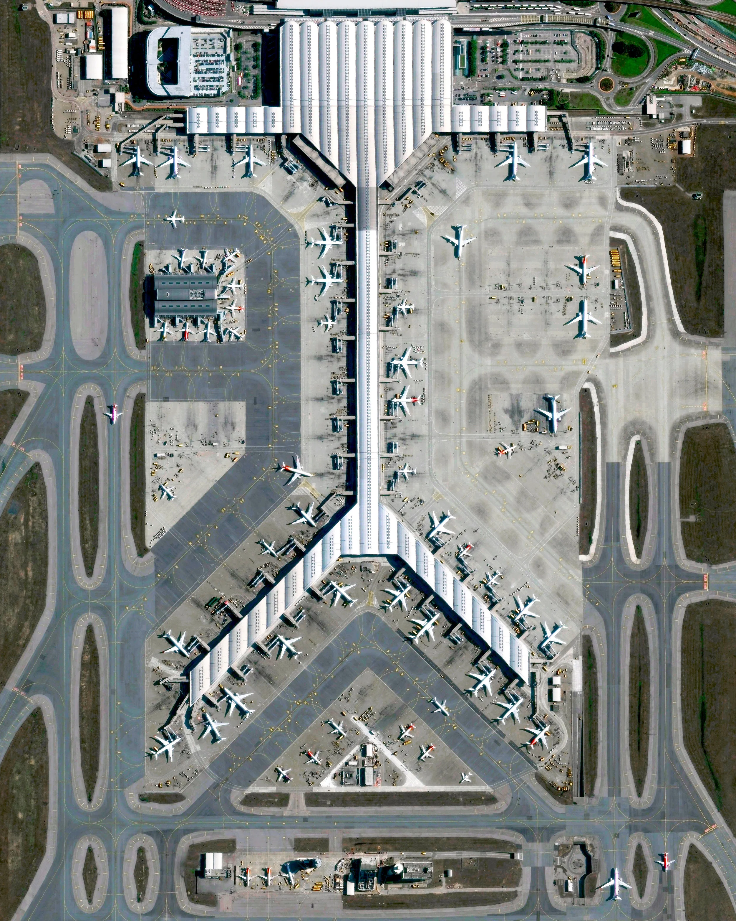Hong Kong International Airport is located on Chek Lap Kok, an island in Hong Kong’s western waters. Today, for the second day in a row, airport check-ins were suspended and dozens of outgoing flights were cancelled amid clashes between riot police and protesters. Protests in Hong Kong have been ongoing since June, when a proposed bill threatened to have people extradited into mainland China’s justice system. The airport is the world’s 8th busiest by passenger traffic, handling 74.7 million travelers in 2018. 22.308889°, 113.914444° Source imagery: Maxar Technologies