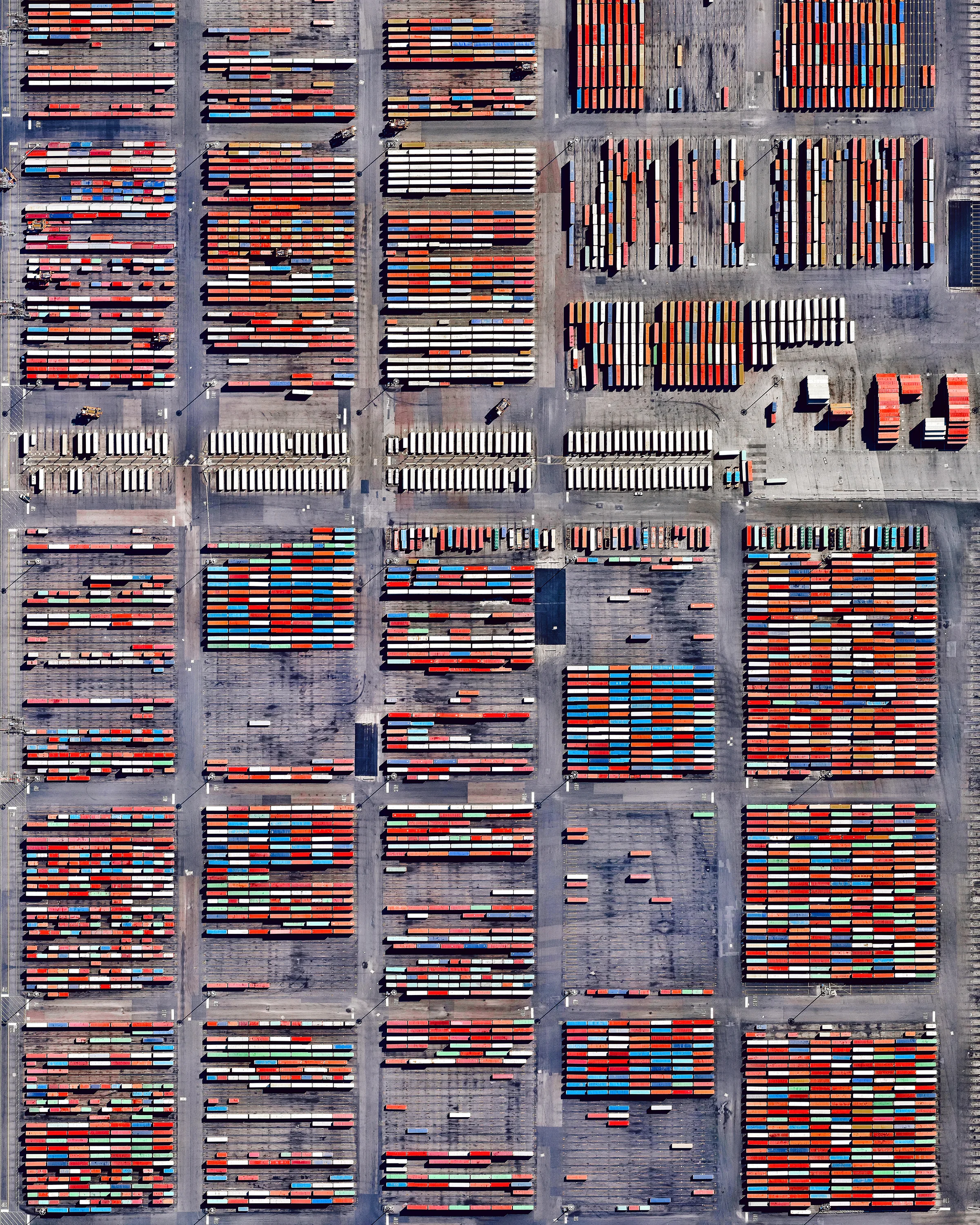 Shipping containers are stacked at the Port Newark Container Terminal in Newark, New Jersey. The massive facility handles more than 1.3 million shipping containers every year and is in the midst of an expansion project that will add capacity for another 1 million containers per year by 2030. 40.681667°, -74.150556° Source imagery: Maxar Technologies