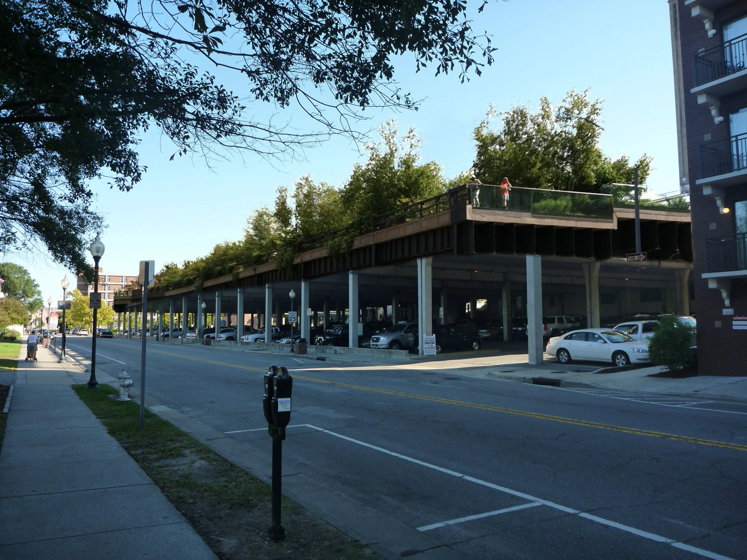 Elevated park above parking deck
