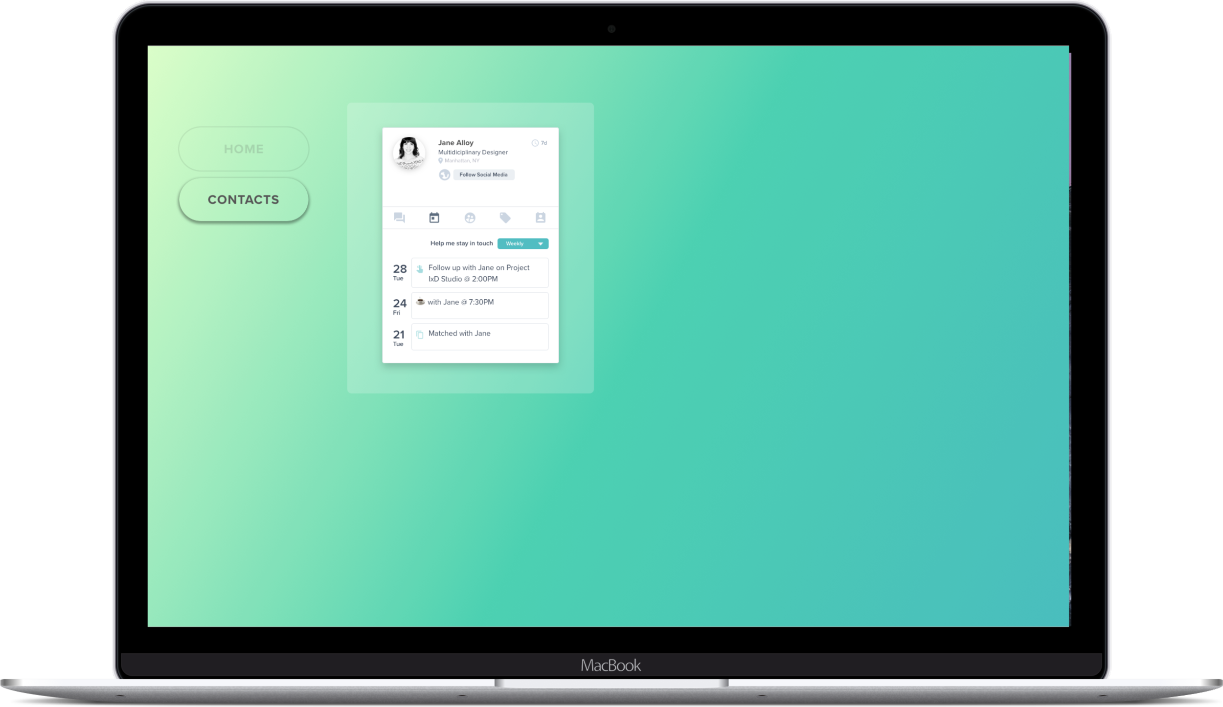 Contacts screen