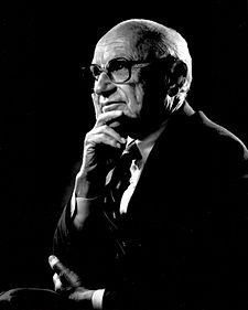 Milton Friedman (1912 – 2006) was an American economist, statistician, and writer who taught at the University of Chicago for more than three decades. He was a recipient of the 1976 Nobel Memorial Prize in Economic Sciences, and is known for his research on consumption analysis, monetary history and theory, and the complexity of stabilization policy. As a leader of the Chicago school of economics, he profoundly influenced the research agenda of the economics profession.
