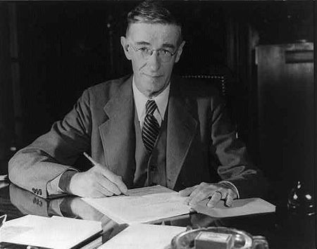 Vannevar Bush (1890 – 1974) was an American engineer, inventor and science administrator, whose most important contribution was as head of the U.S. Office of Scientific Research and Development (OSRD) during World War II, through which almost all wartime military R&D was carried out, including initiation and early administration of the Manhattan Project.