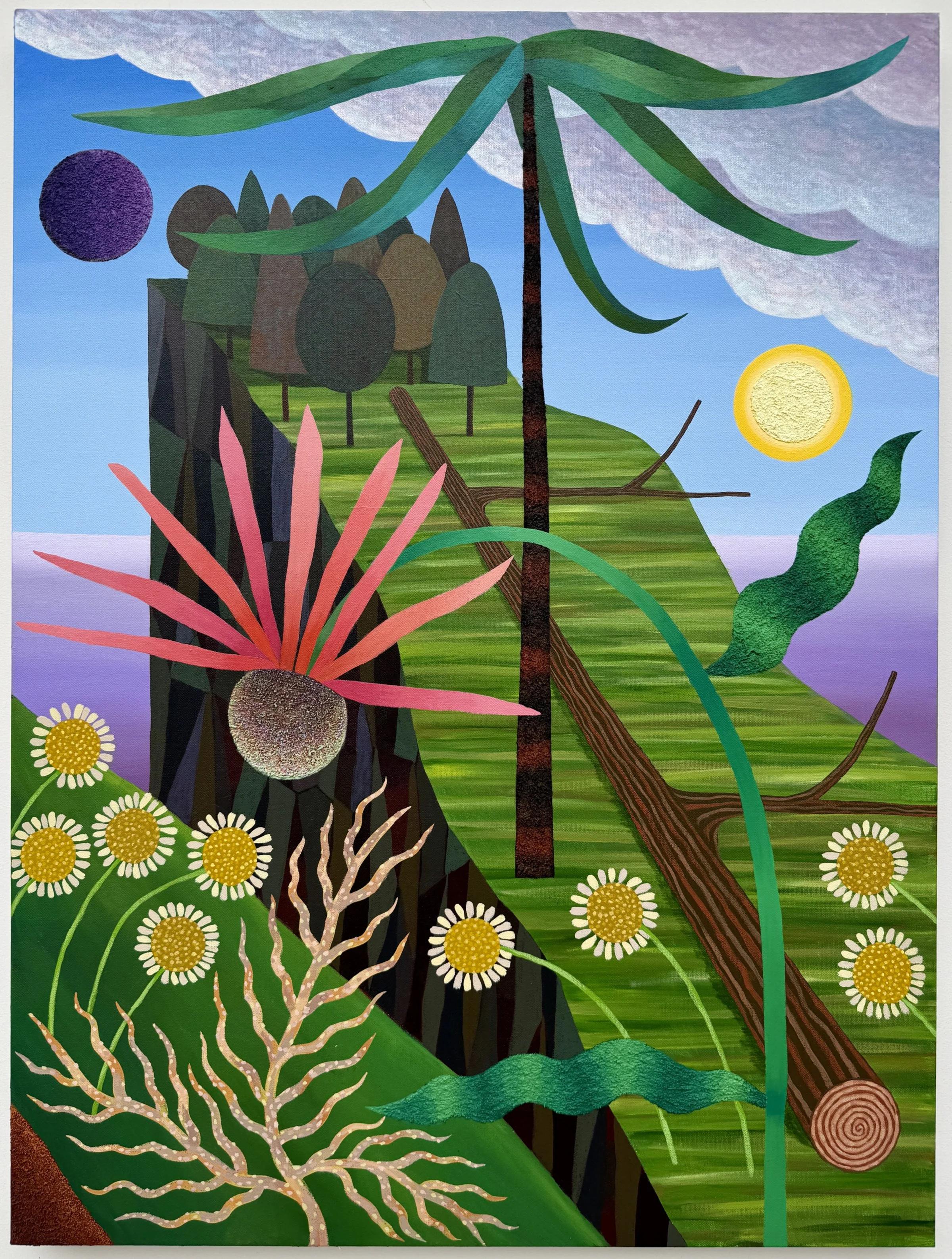   Conditional Love , acrylic, sand and ink on canvas, 40×30” 