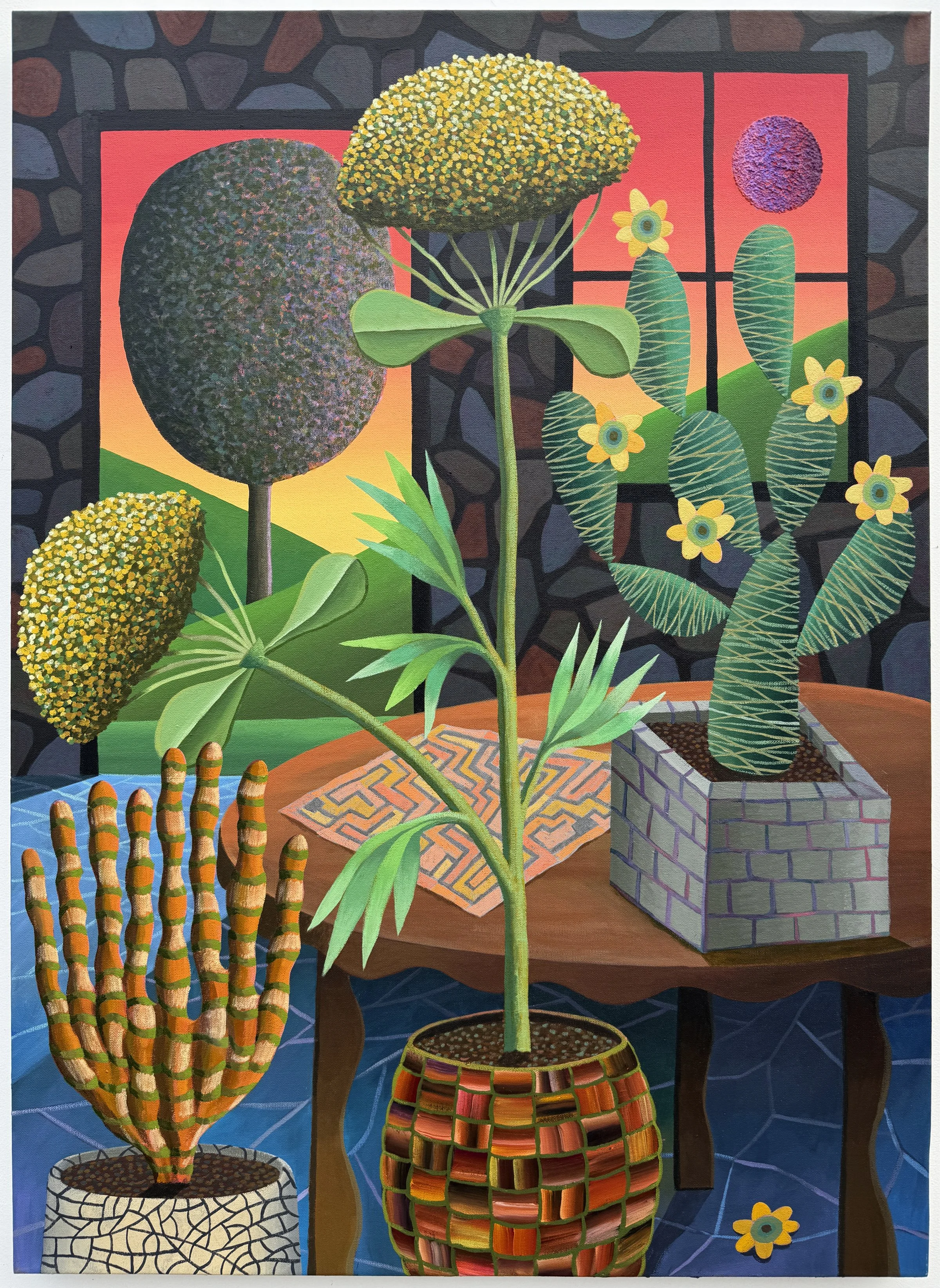   A Tale too Long to Tell,  acrylic, ink, and sand on canvas, 40×30” 