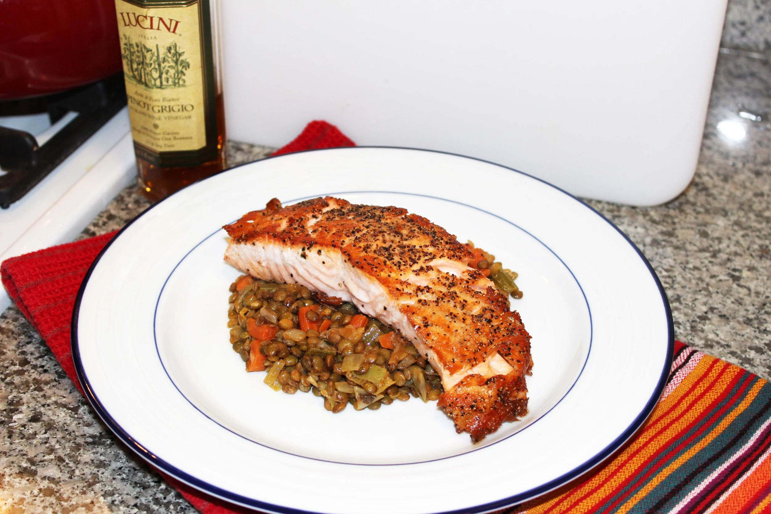 My version of Salmon with Lentils, Image: Laura Messersmith