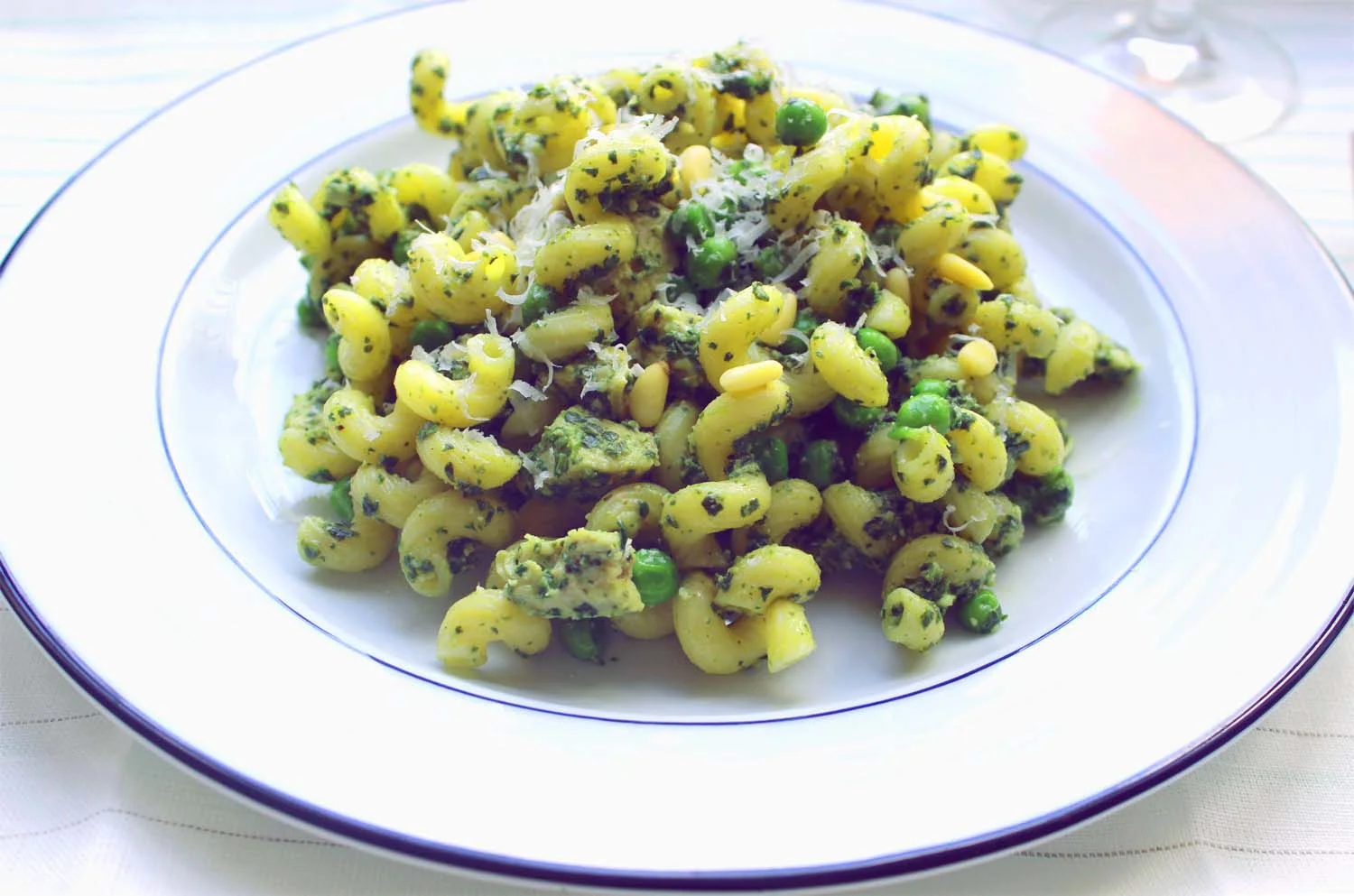Pesto Pasta with Green Peas and Chicken | Image: Laura Messersmith