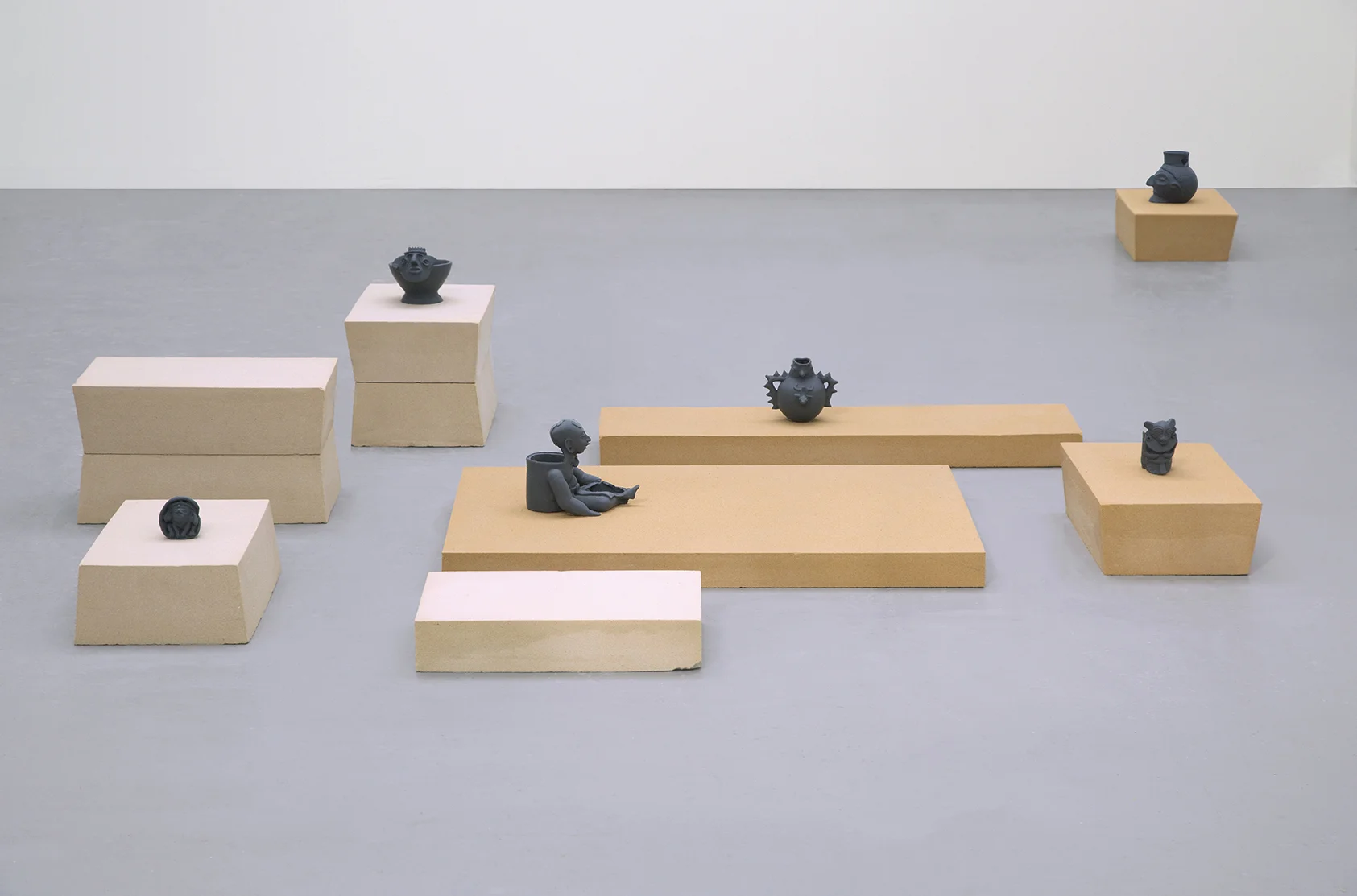   terra terra , 2015  3D printed replicas of Mesoamerican artefacts, rubber coating, spray paint, cast sand 