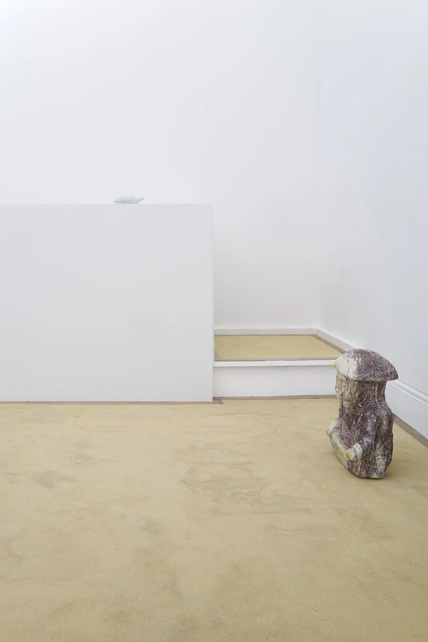 Installation view Foresight by Earth at Tenderpixel *floor - sand, glue, walnut veneer