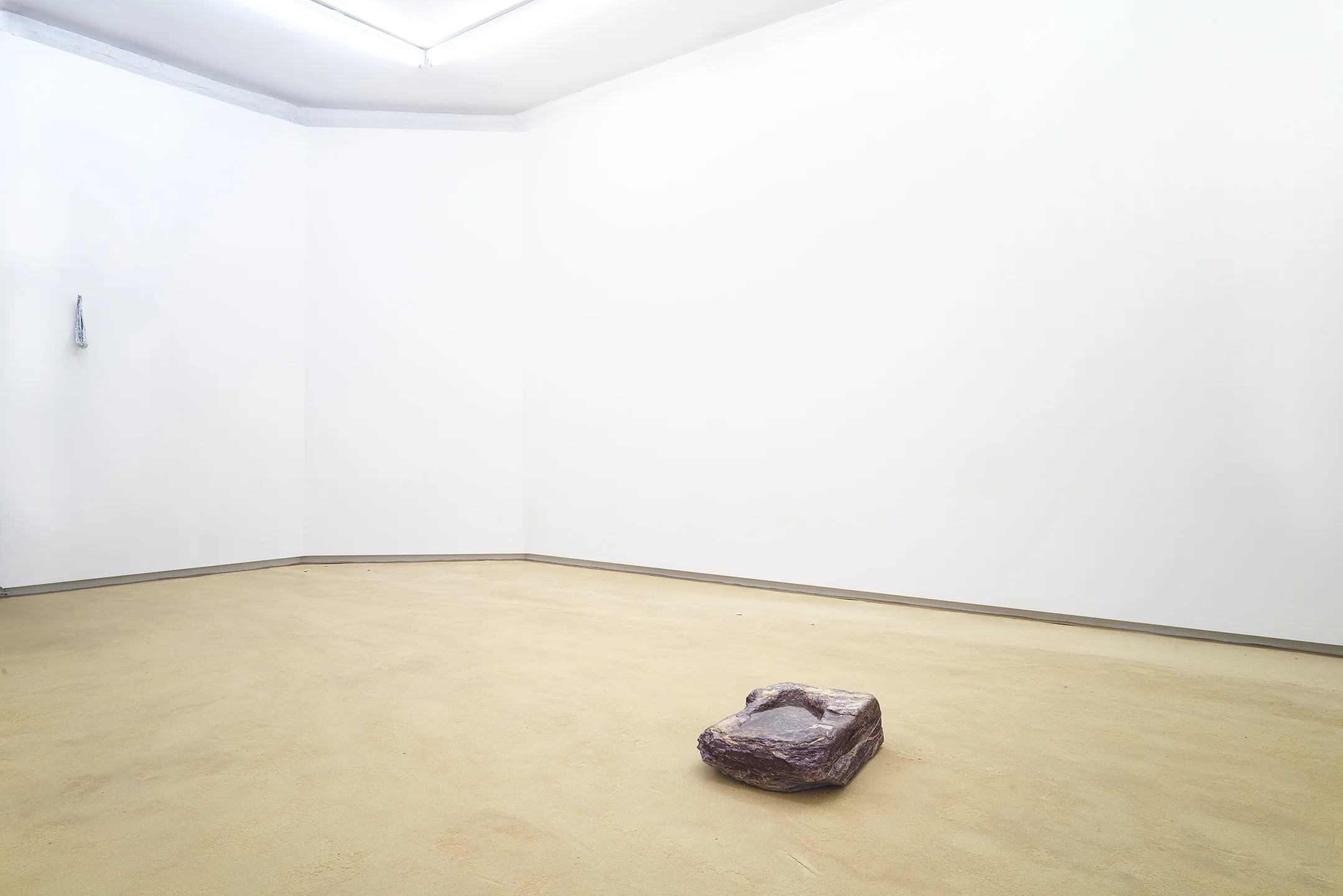 Installation view Foresight by Earth at Tenderpixel *floor - sand, glue, walnut veneer
