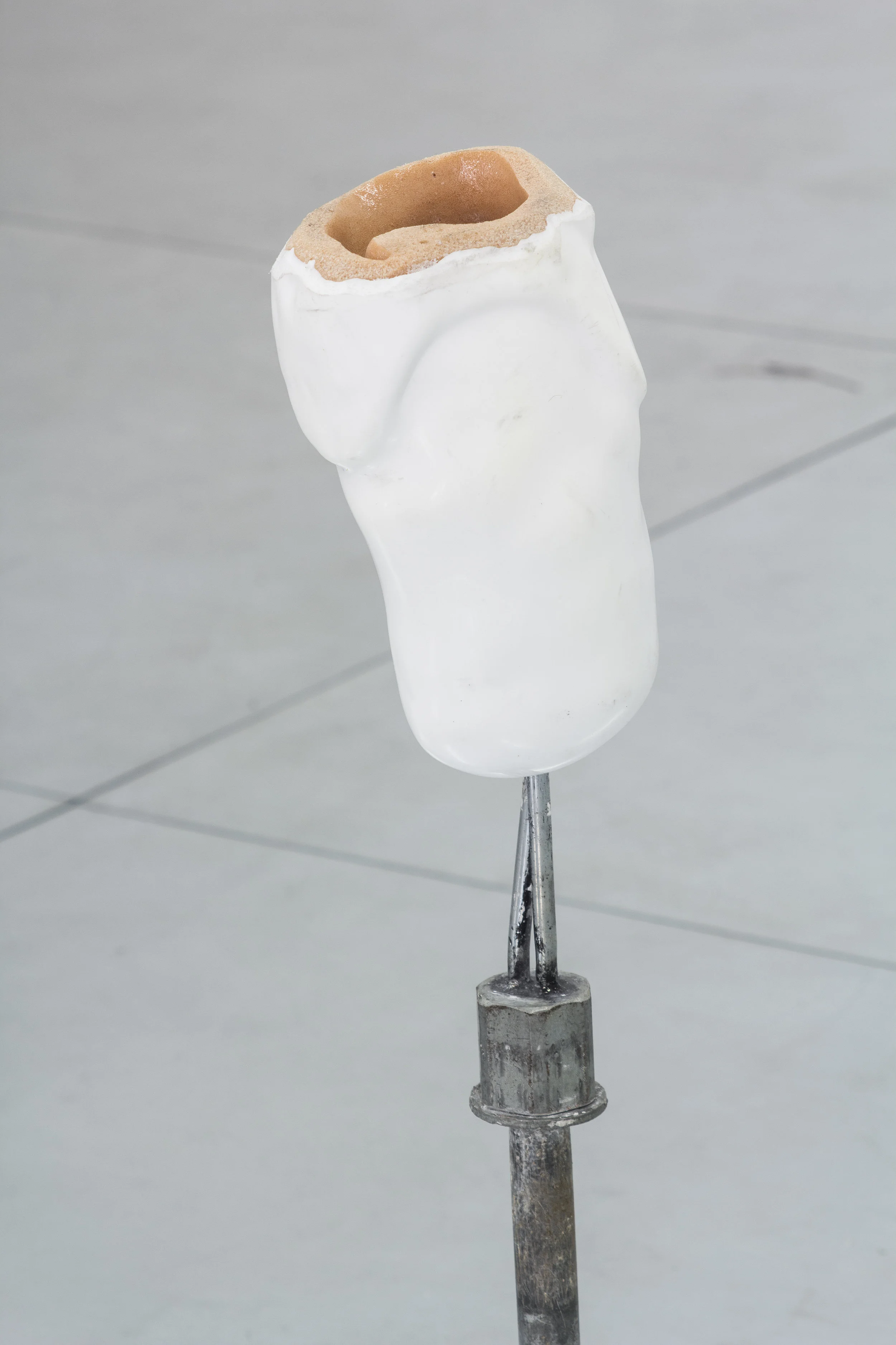 Creeping and Healing, 2018 (detail) Vacuum formed silicone, expanding foam, steel bar