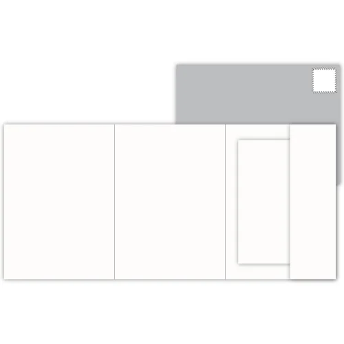 Fold Out With Pocket: $9: fits A7 envelope when folded, design is printed directly on heavy 120lb paper with pocket. Information can be printed on any "page" and includes one RSVP postcard insert and outer envelope. *Postage not included*