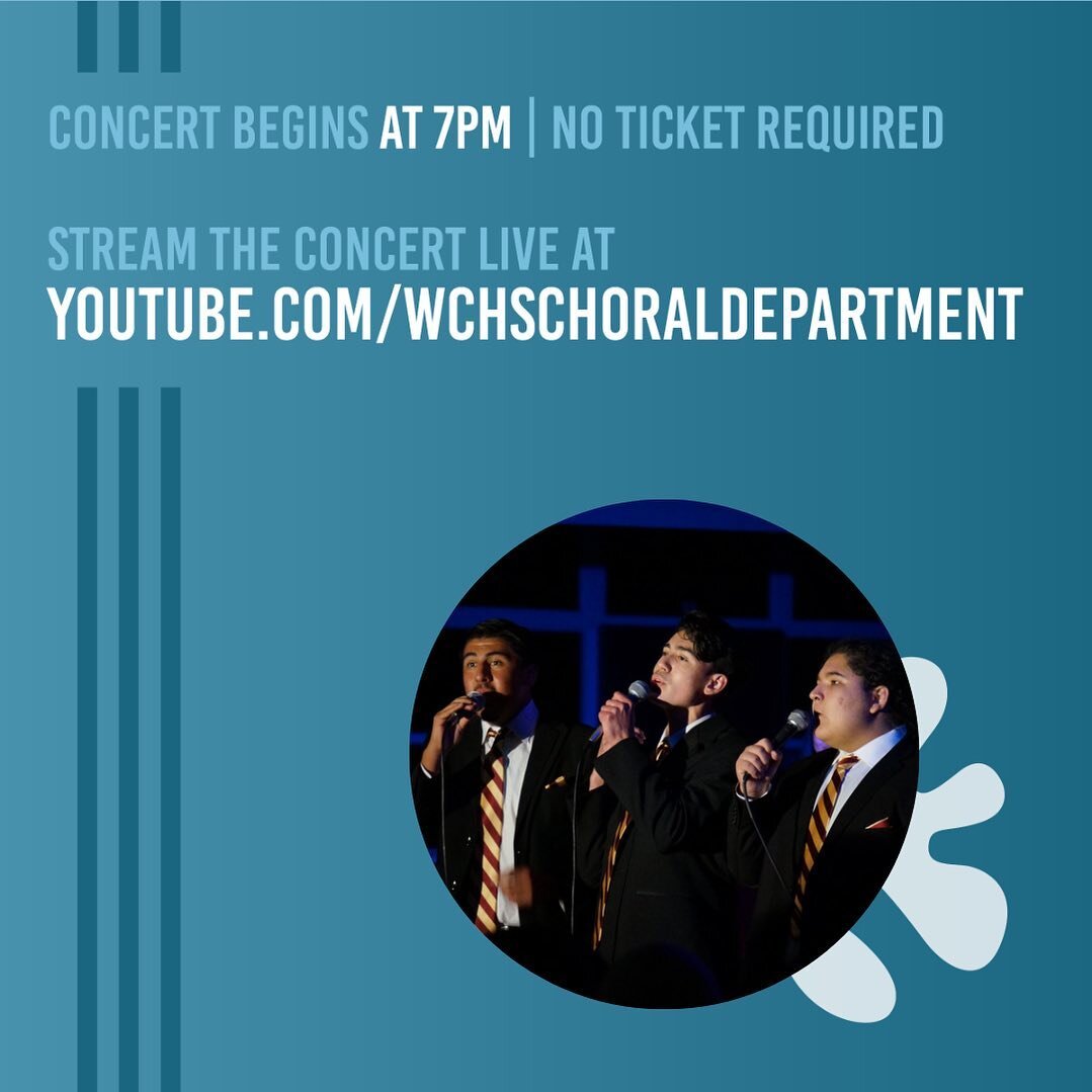The West Covina High School Choral Department proudly presents

2023 Virtual Solo Concert
February 3, 2023; 7pm (PST)
YouTube.com/WCHSChoralDepartment

Join us for this incredible concert featuring solo performances from several singers from The West