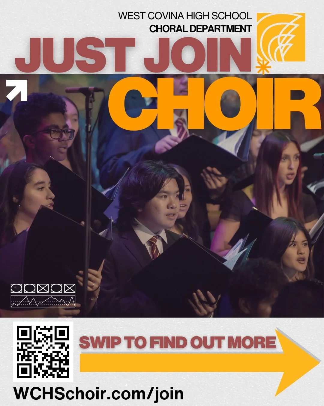 🎶 JUST JOIN CHOIR. 🎶
&mdash;&mdash;&mdash;&mdash;&mdash;&mdash;&mdash;&mdash;&mdash;&mdash;&mdash;&mdash;&mdash;&mdash;&mdash;
No matter where you&rsquo;re coming from - there&rsquo;s a place for you in the West Covina High School Choral Department