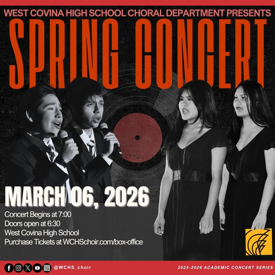 🌸✨ The season is changing, and so is the music! 🎶 Join us for the West Covina High School Choral Department&rsquo;s Annual Spring Concert &mdash; a vibrant celebration of growth, artistry, and the incredible journey our student musicians have taken