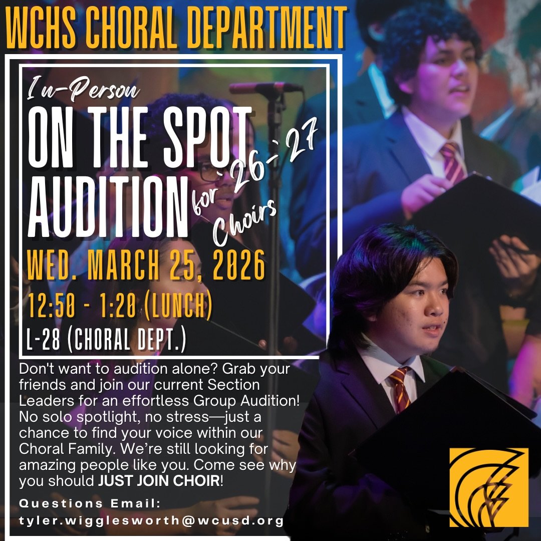 🎤✨ Our Choral Department Family is growing, and we want YOU to join the sound!

Our numbers for the &lsquo;26-&lsquo;27 school year are already looking amazing, but we still have spots for incredible voices. If you&rsquo;ve been &ldquo;on the fence&