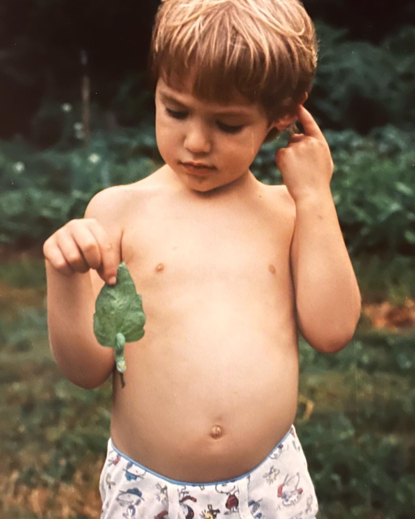 Flashback 30 years.  Ian is trying to figure out what is so bad with these cool looking tomato hornworms that his parents were removing; an early lesson that not all choices are black and white.  As a little guy he had a passionate interest in nature