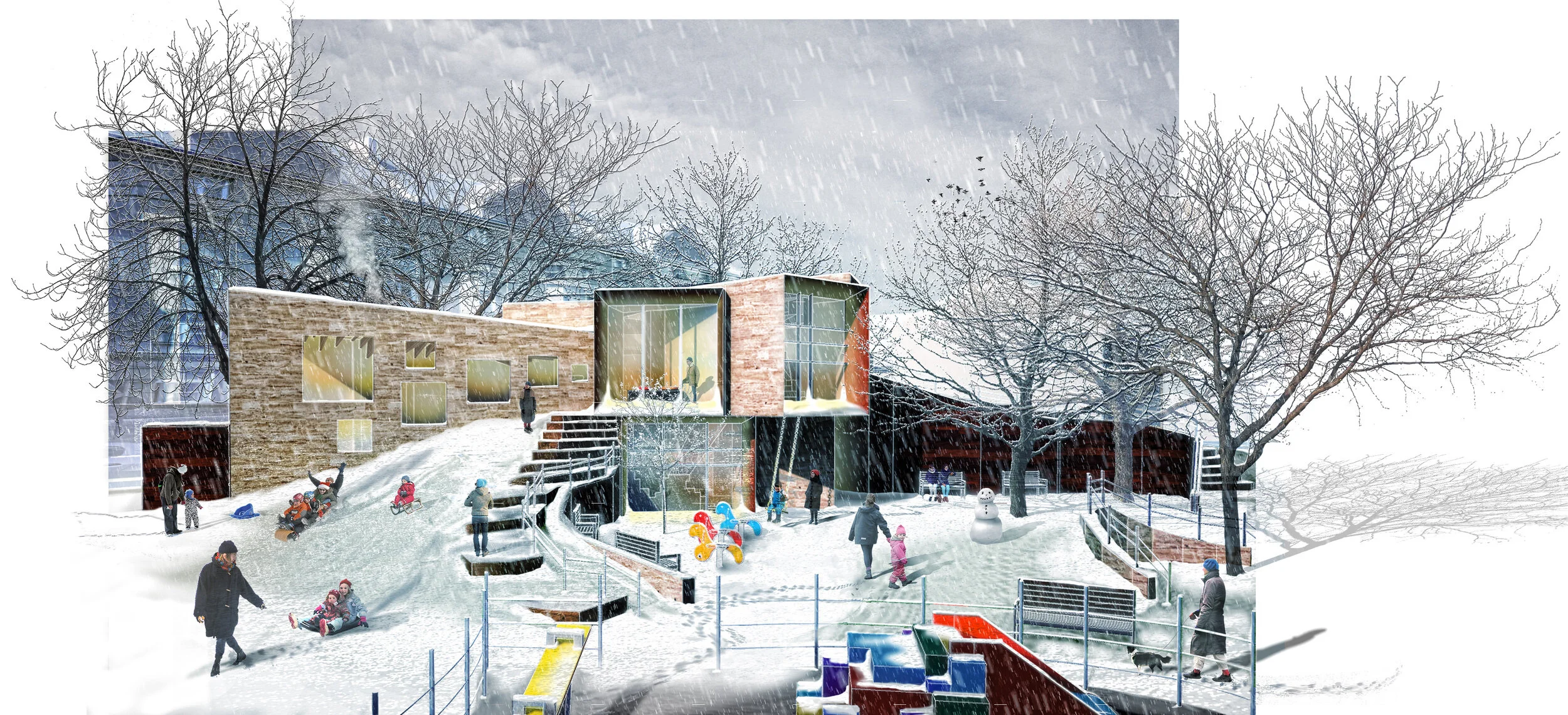 Exterior perspective during the winter