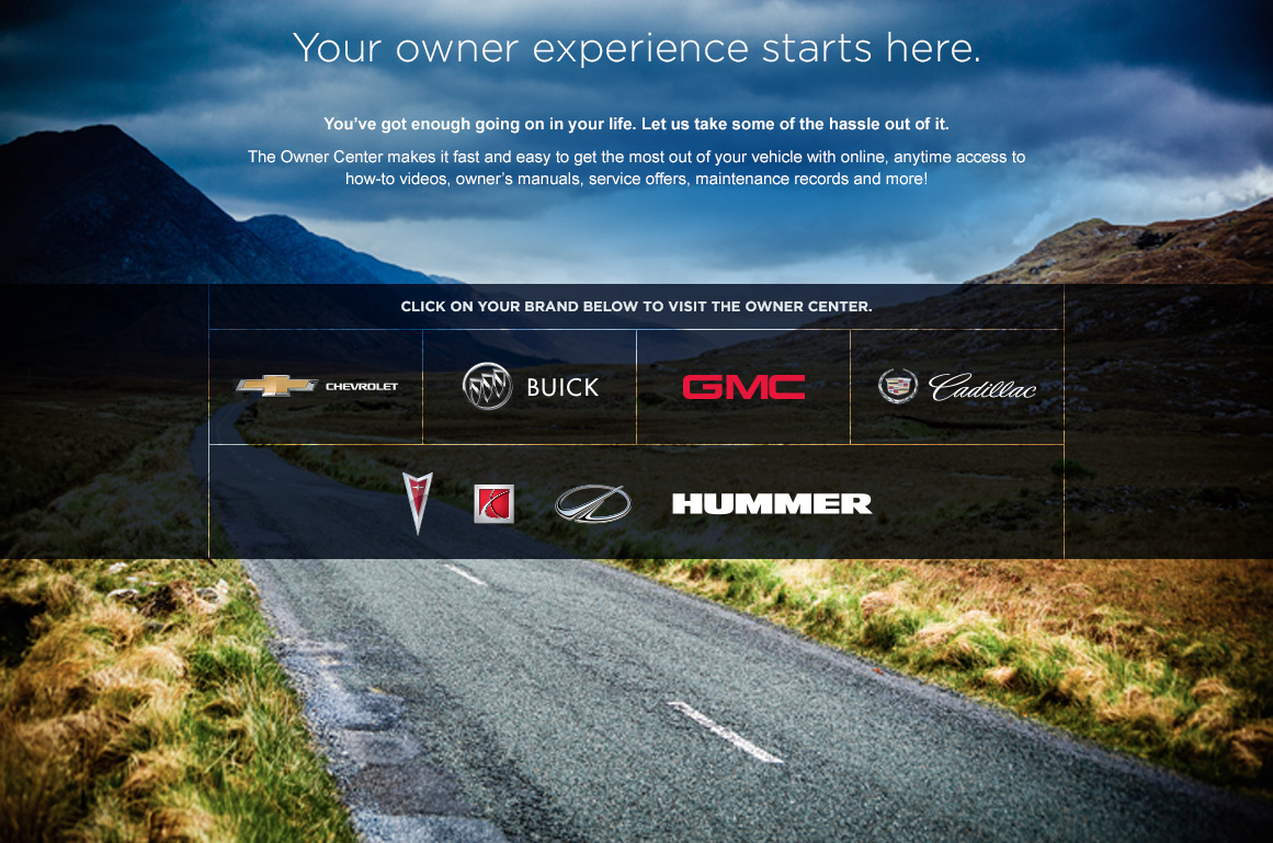 GM Owner Center Landing Page