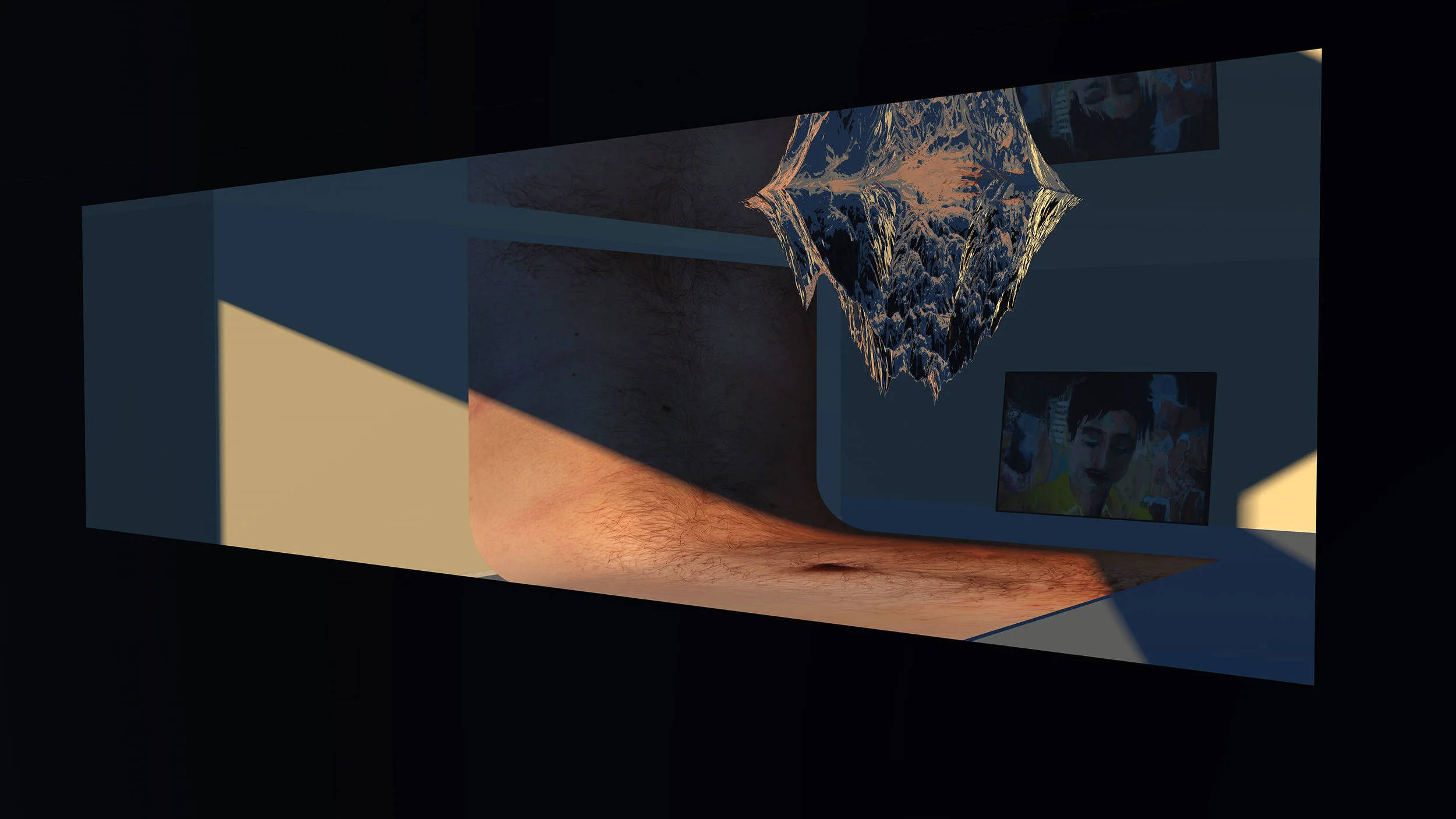 Sitting Otherwise. 44 x 76 inch 3D-rendered photograph framed. 2018