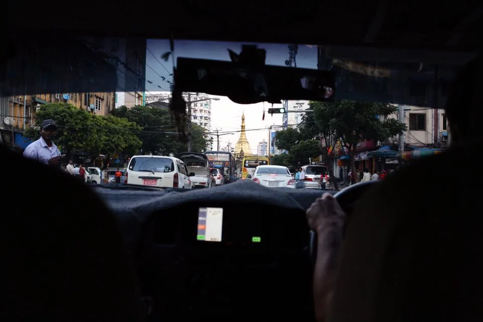 Downtown traffic in Yangon. December 2016.